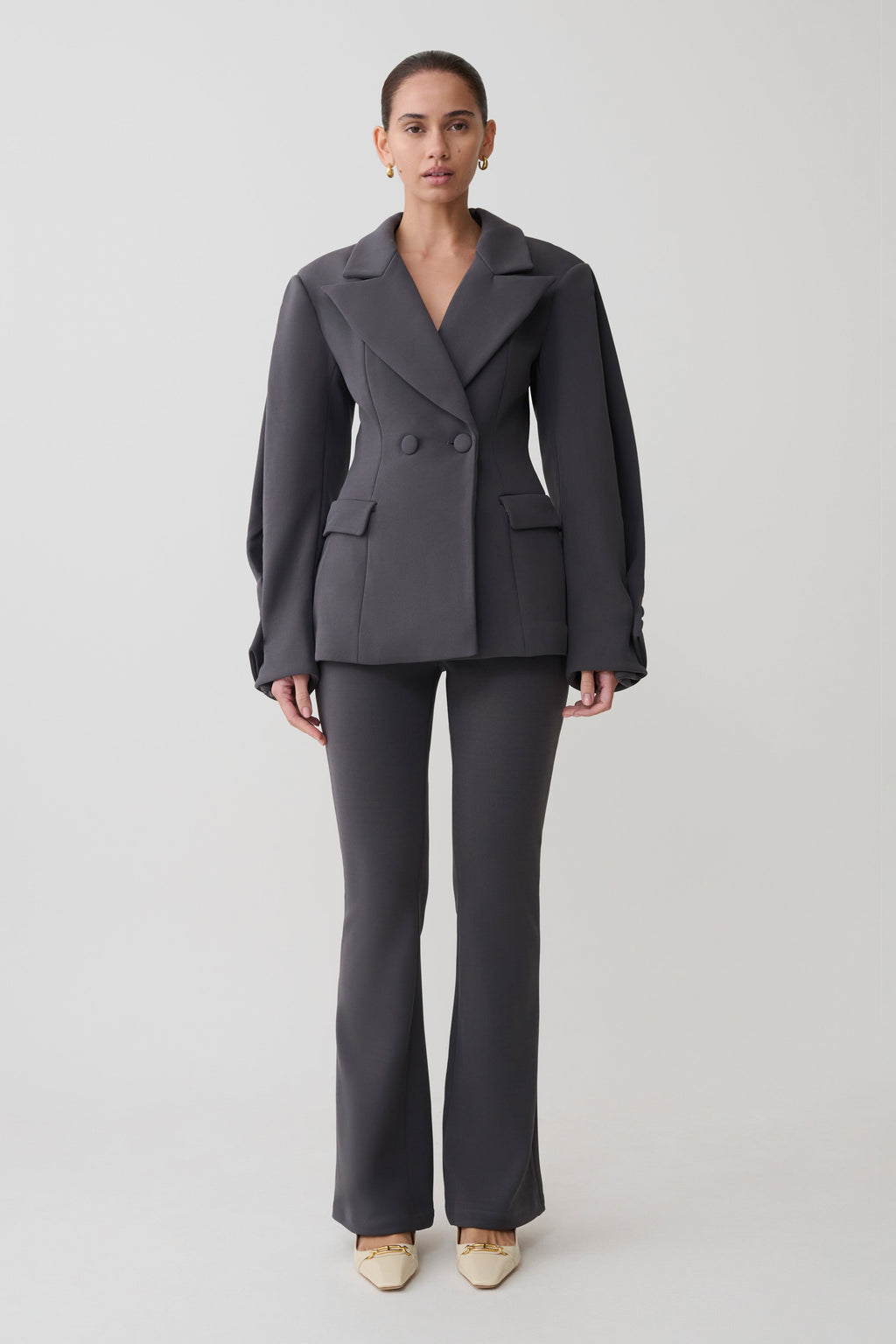 Marion Fit And Flare Trouser - Charcoal Shadow