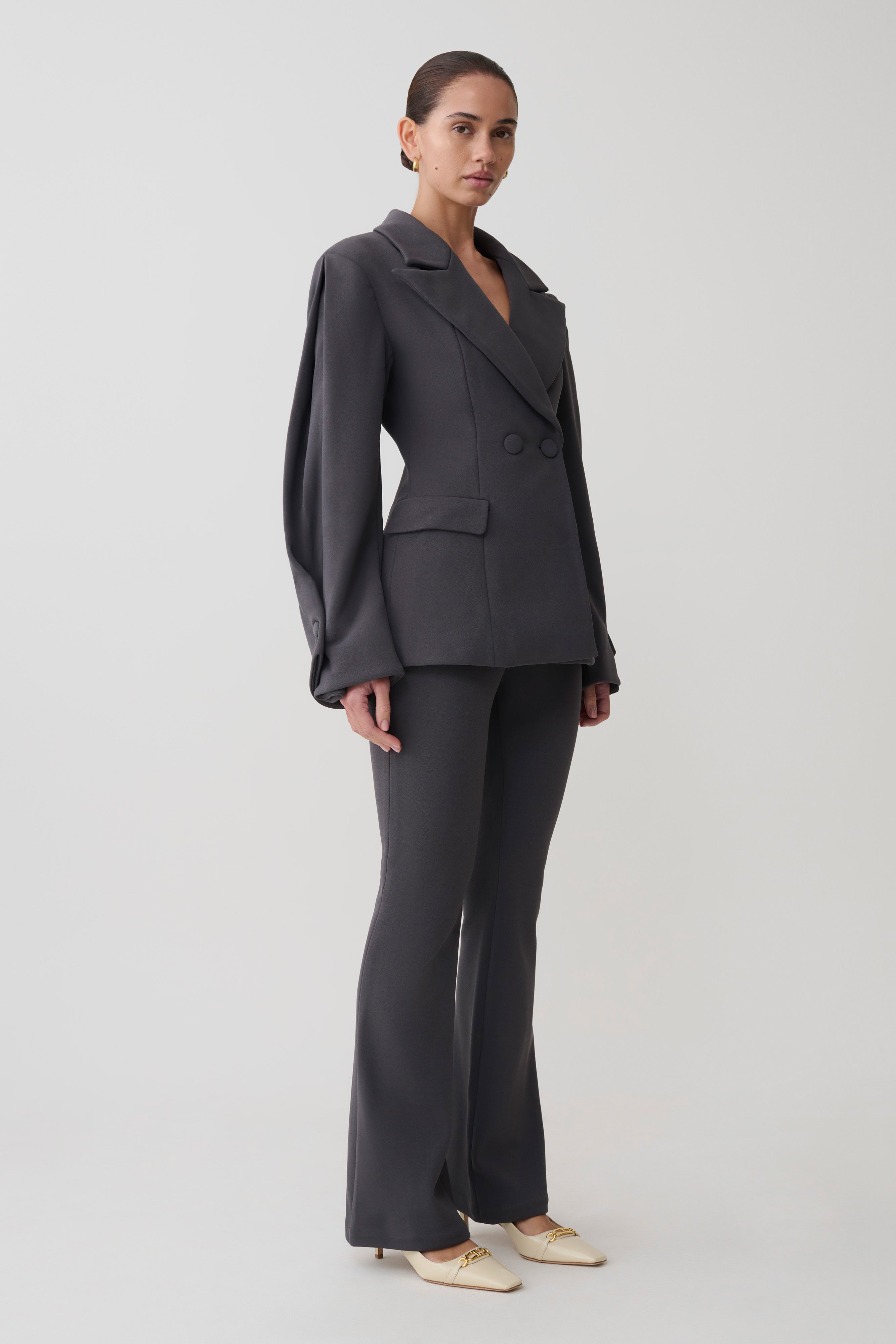 Marion Fit And Flare Trouser - Charcoal Shadow