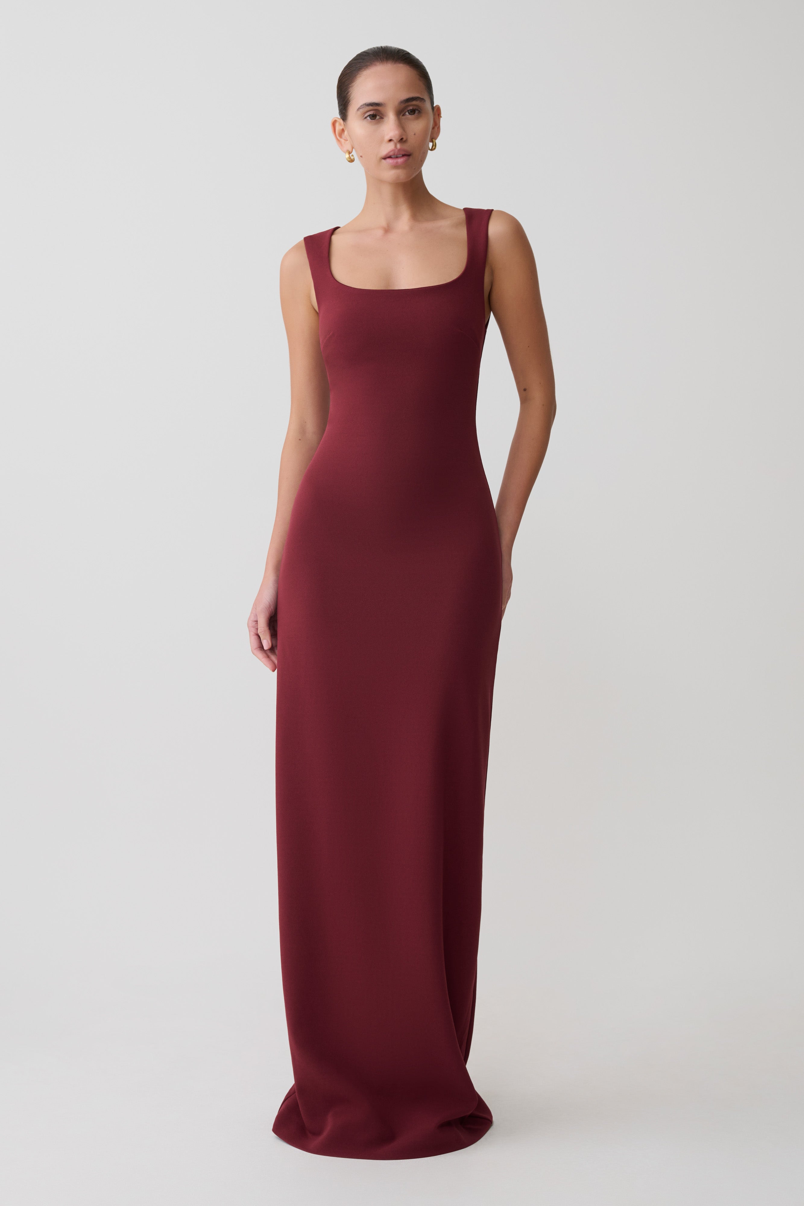 Rhea Detachable Cape Jersey Maxi Dress