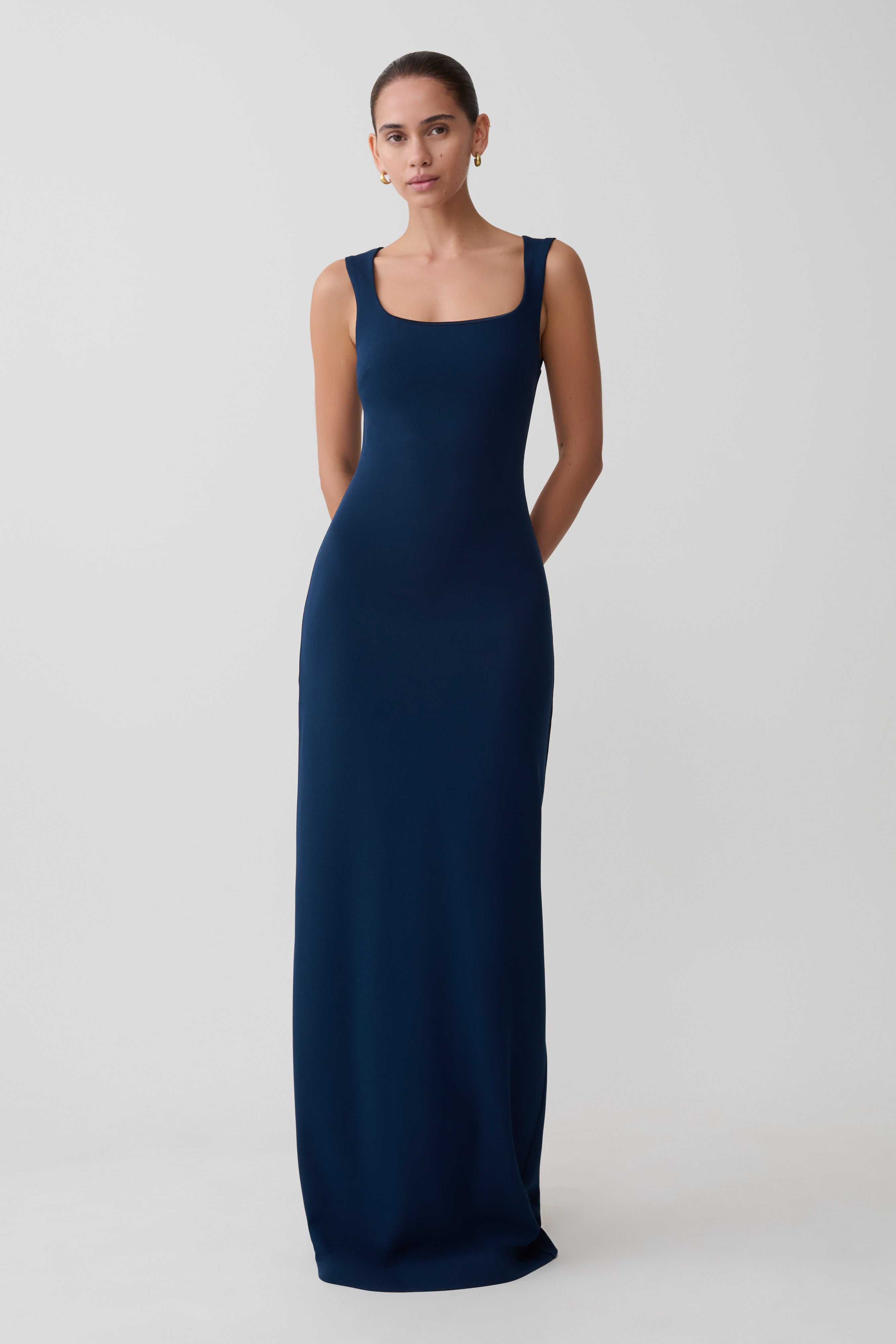 Rhea Detachable Cape Jersey Maxi Dress