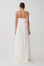 Juno Strapless Pleated Maxi Gown in White – Chic&Drifts