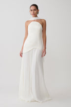 Juno Strapless Pleated Maxi Gown in White – Chic&Drifts