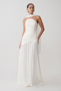 Juno Strapless Pleated Maxi Gown in White – Chic&Drifts