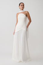 Juno Strapless Pleated Maxi Gown in White – Chic&Drifts