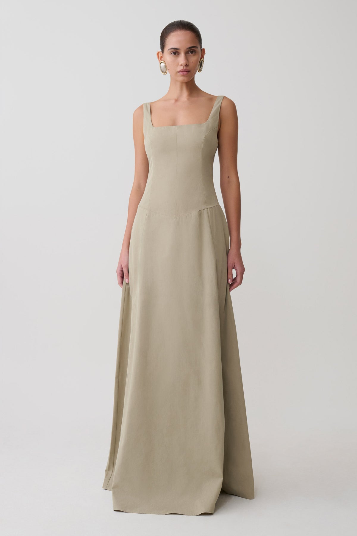 Salma Drop Waist Cotton Maxi Dress in Sage – Chic&Drifts