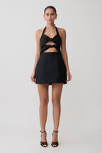 Ella Bow Detail Halter Mini Dress in Black – Chic&Drifts