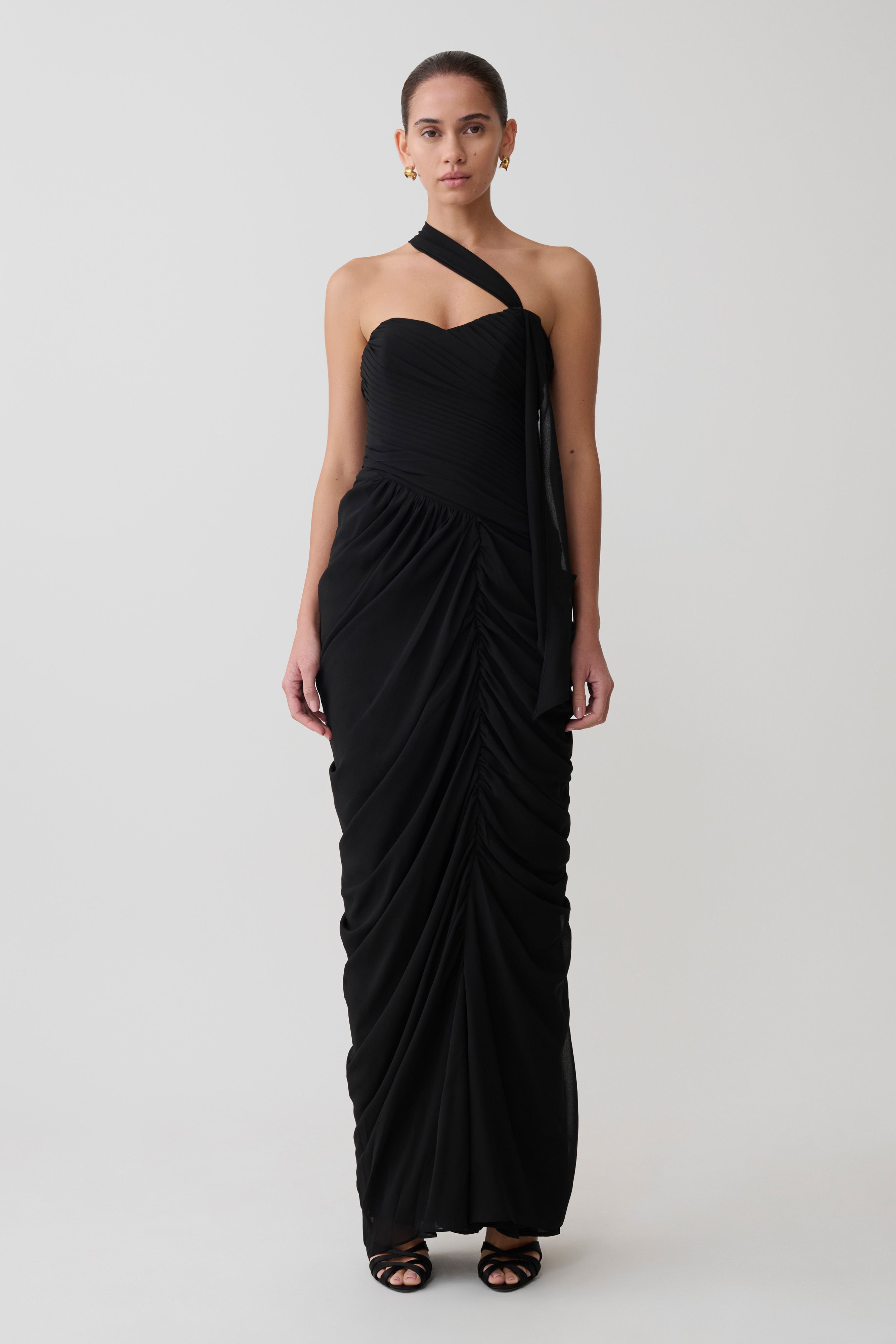 Micaela Chiffon Gathered Maxi Dress
