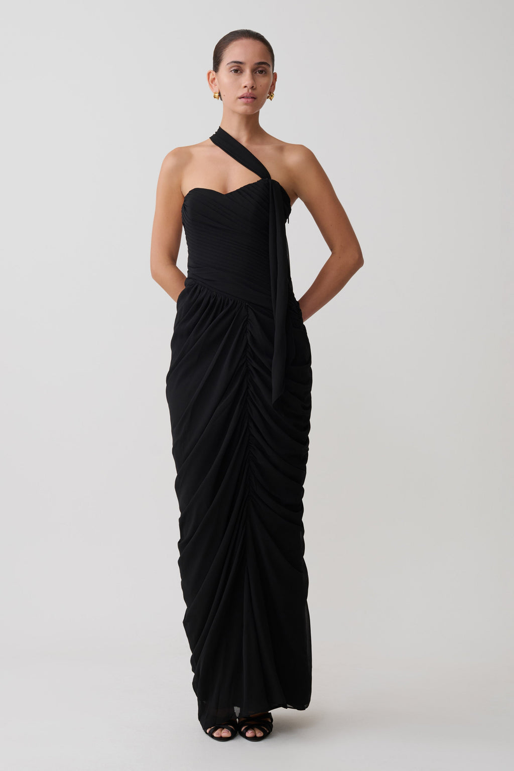 Micaela Chiffon Gathered Maxi Dress