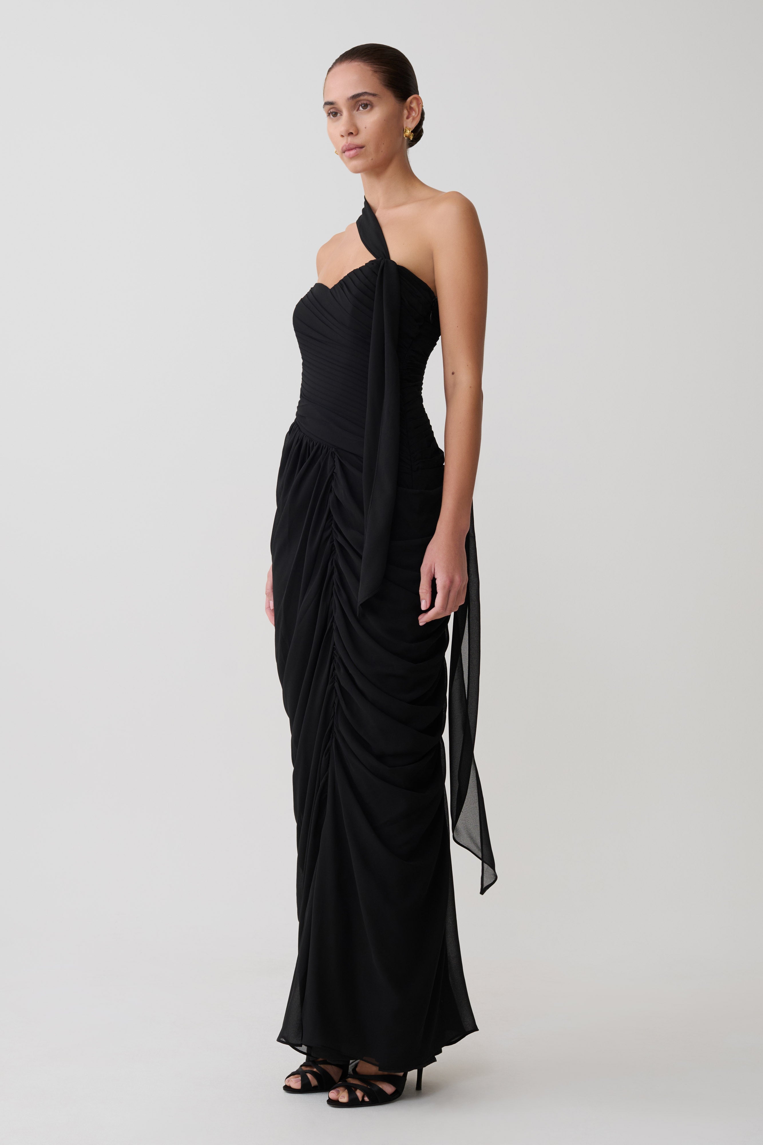 Micaela Chiffon Gathered Maxi Dress