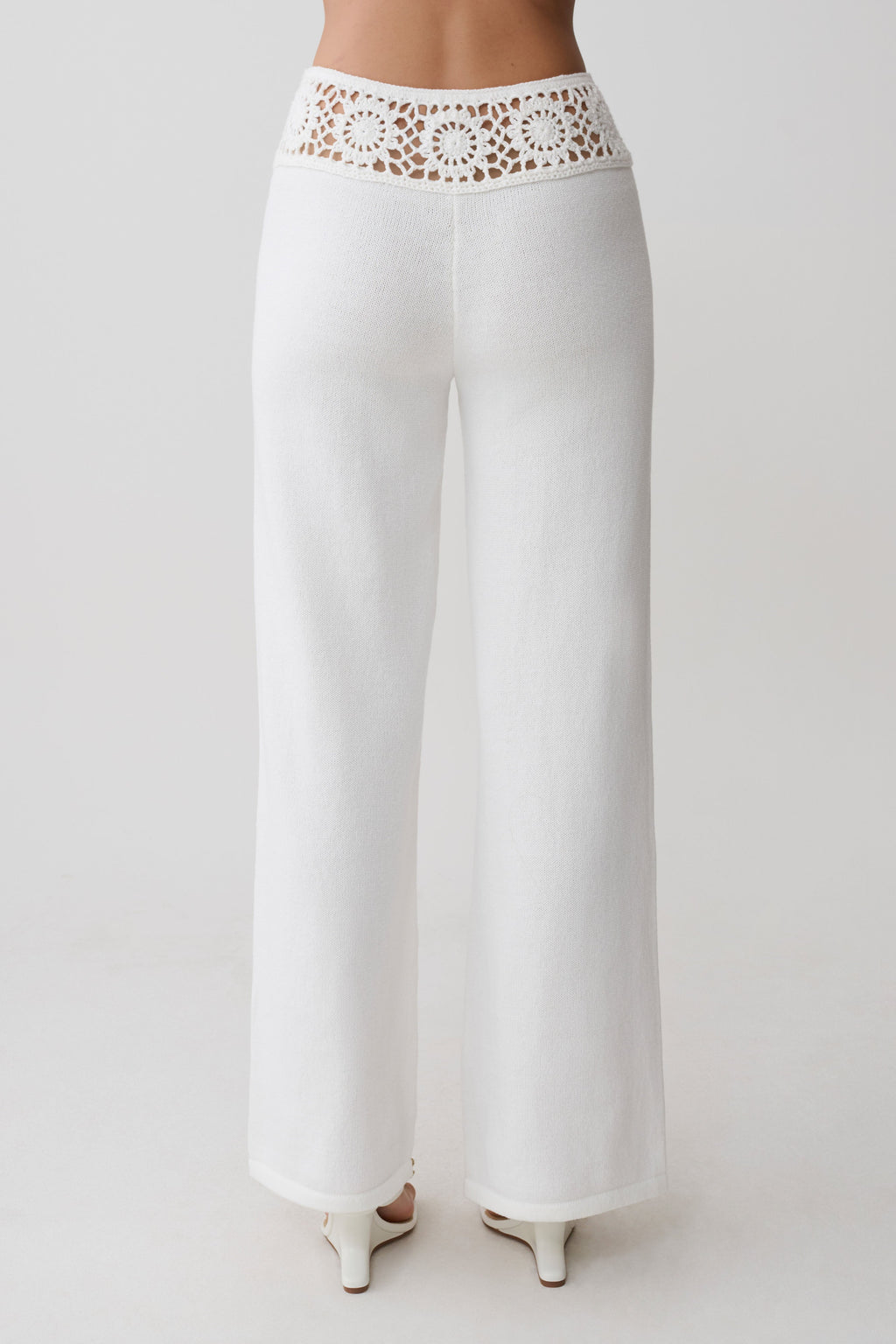 Miley Crochet Waistband Straight Leg Trouser - Ivory