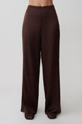 Kayla Silk Blend Straight Leg Trousers - Dark Chocolate