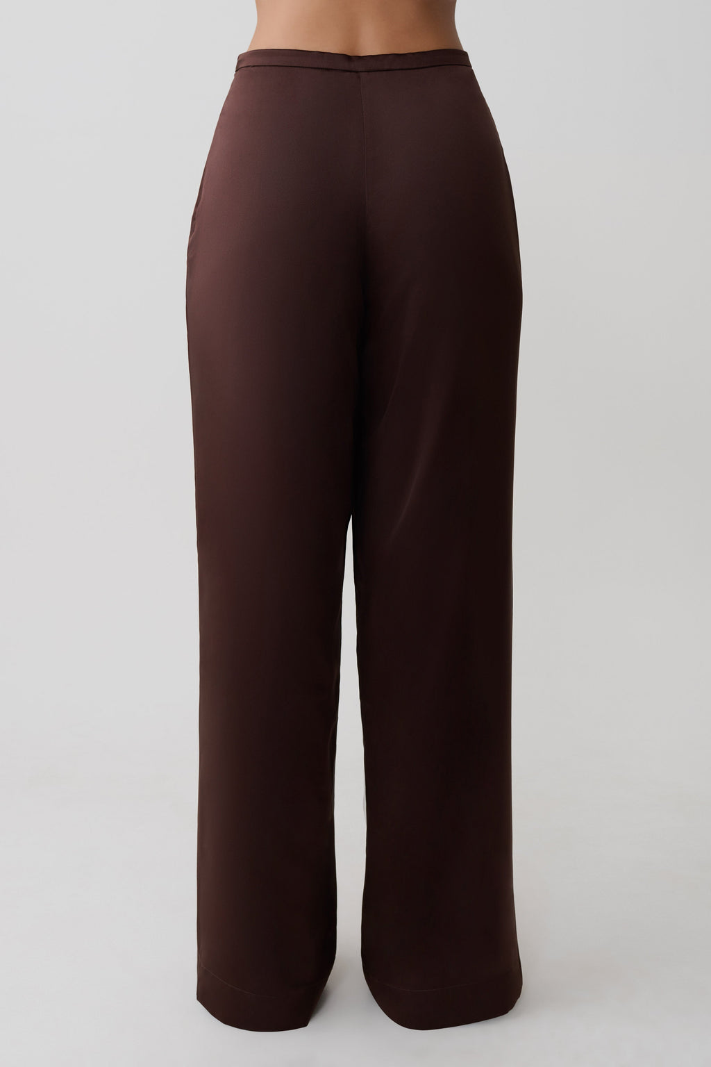 Kayla Silk Blend Straight Leg Trousers - Dark Chocolate