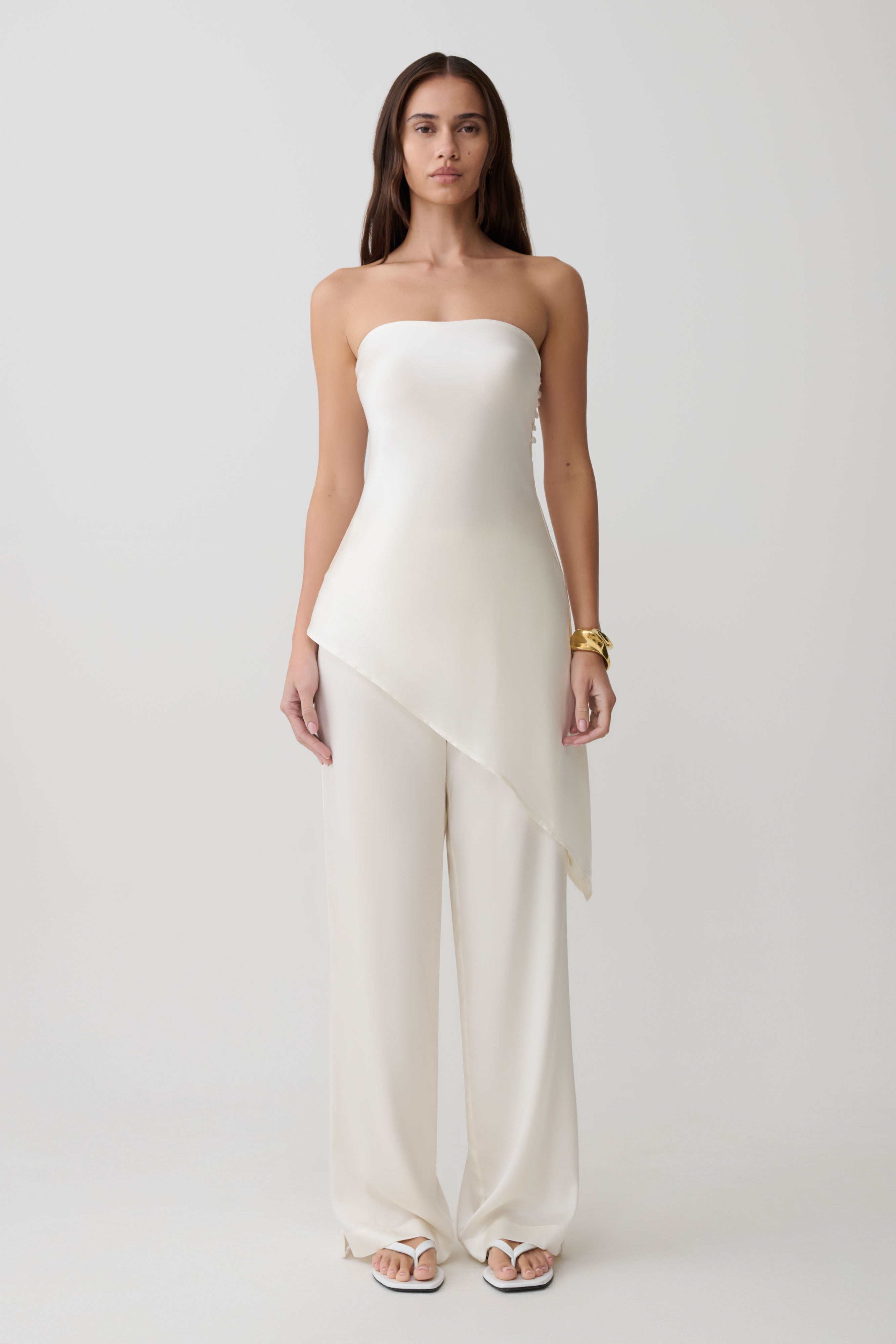 Kayla Silk Blend Straight Leg Trousers - Ivory