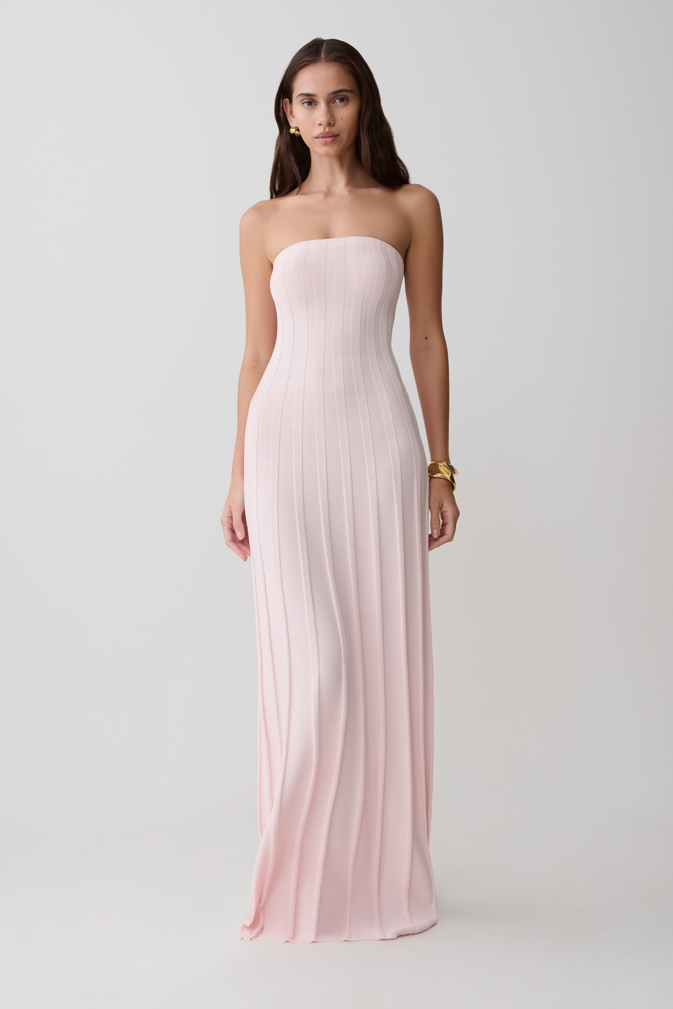 Pia Ribbed Strapless Maxi Dress