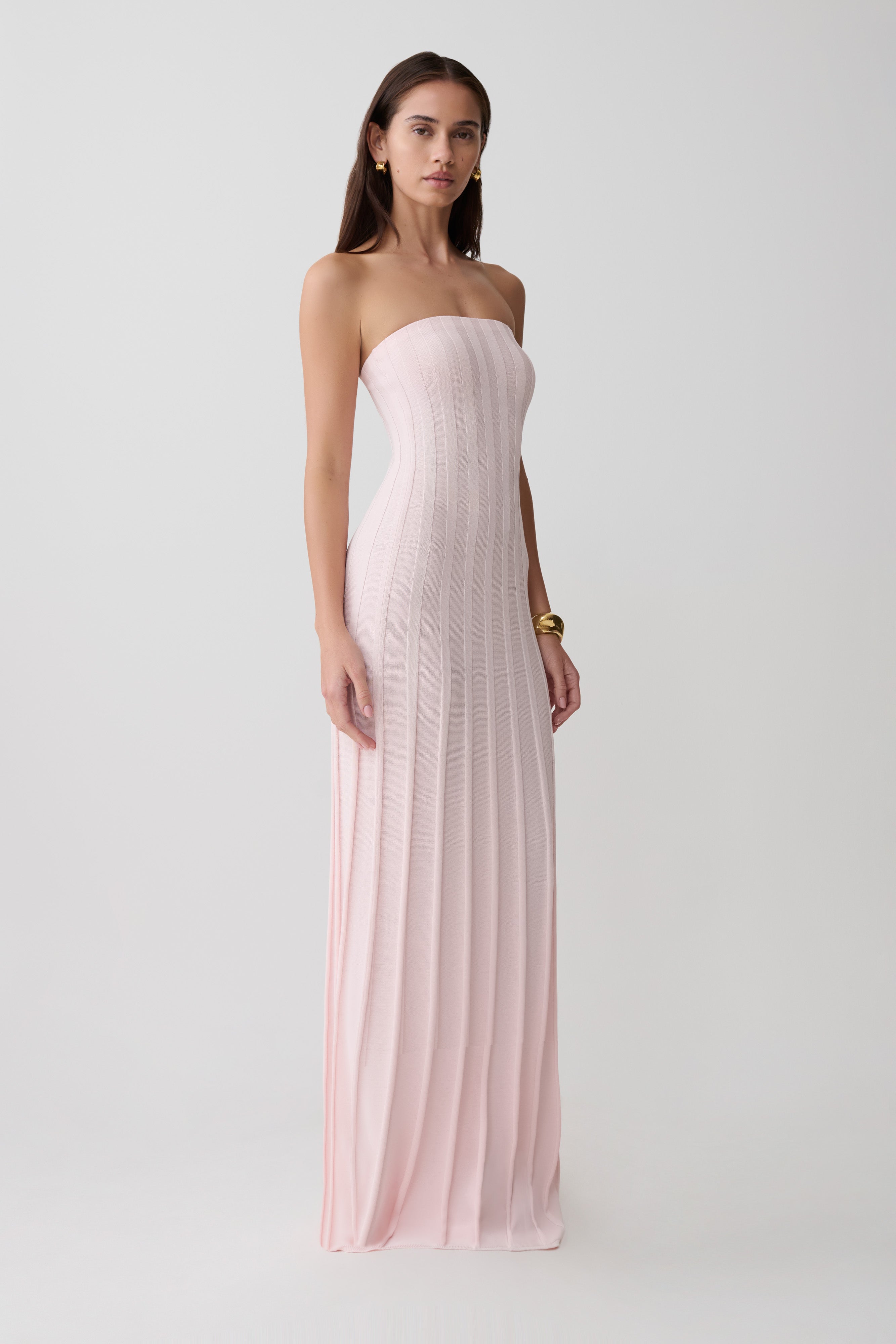 Pia Ribbed Strapless Maxi Dress
