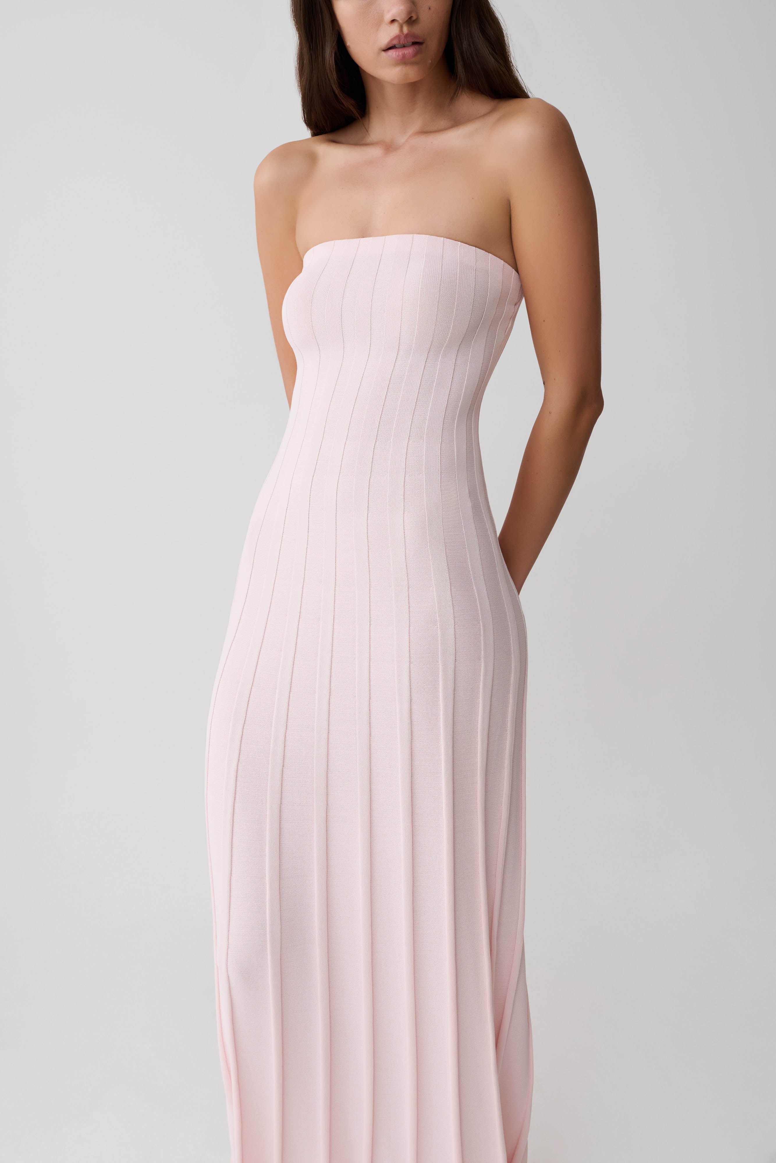 Pia Ribbed Strapless Maxi Dress