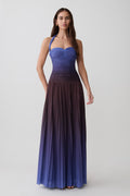 Azizi Pleated Halter Midi Dress