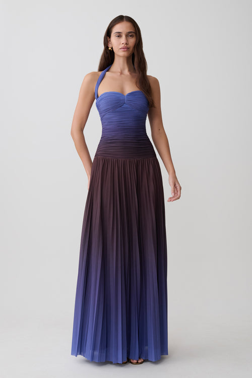 Azizi Pleated Halter Midi Dress