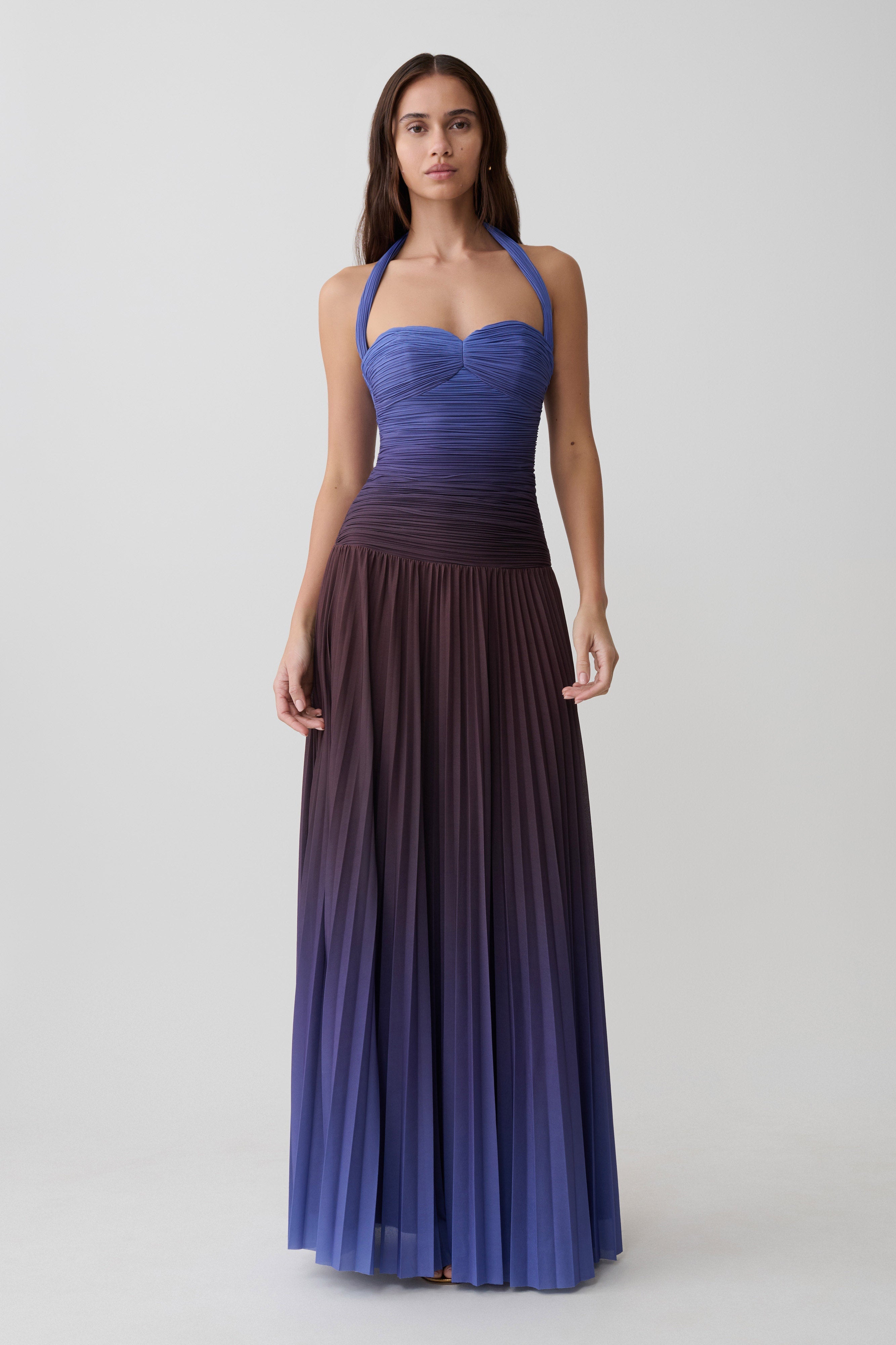 Azizi Pleated Halter Midi Dress