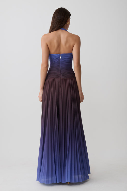 Azizi Pleated Halter Midi Dress