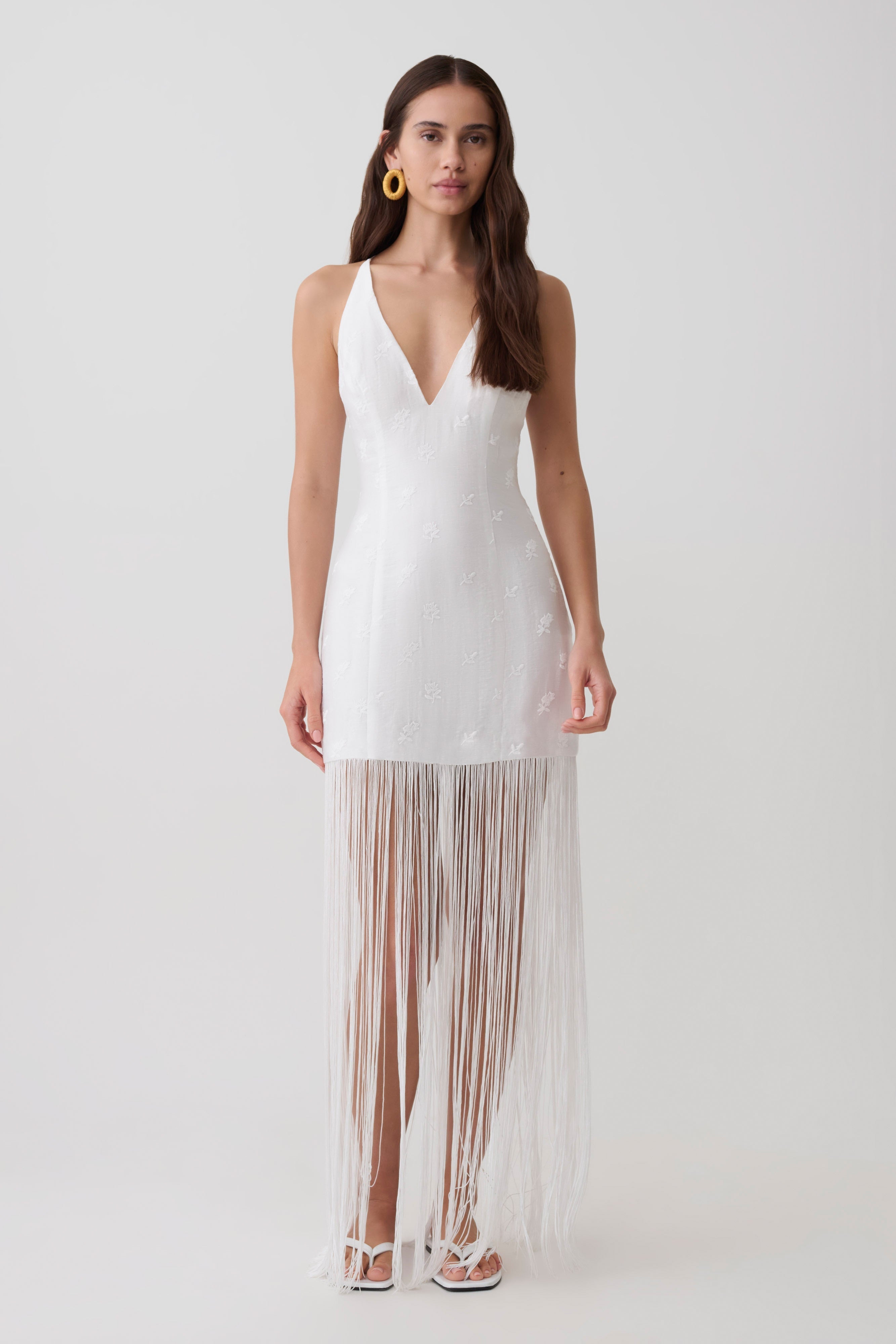 Abigail V Neck Fringe Maxi Dress