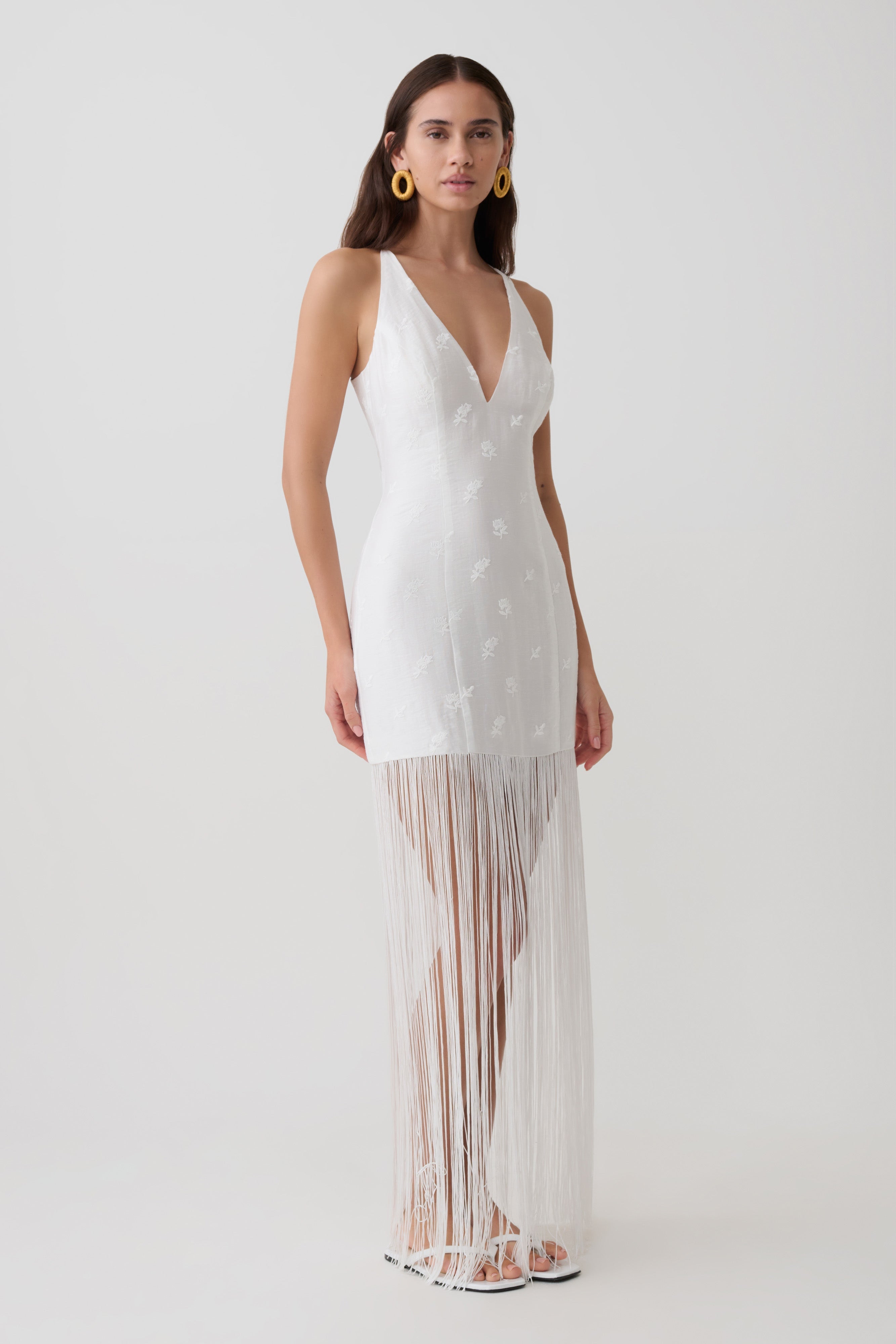 Abigail V Neck Fringe Maxi Dress