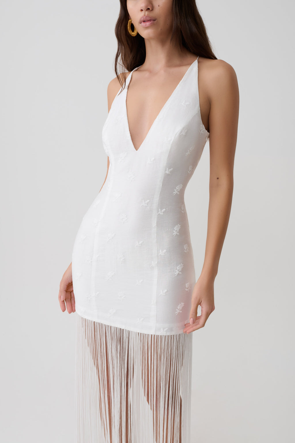 Abigail V Neck Fringe Maxi Dress