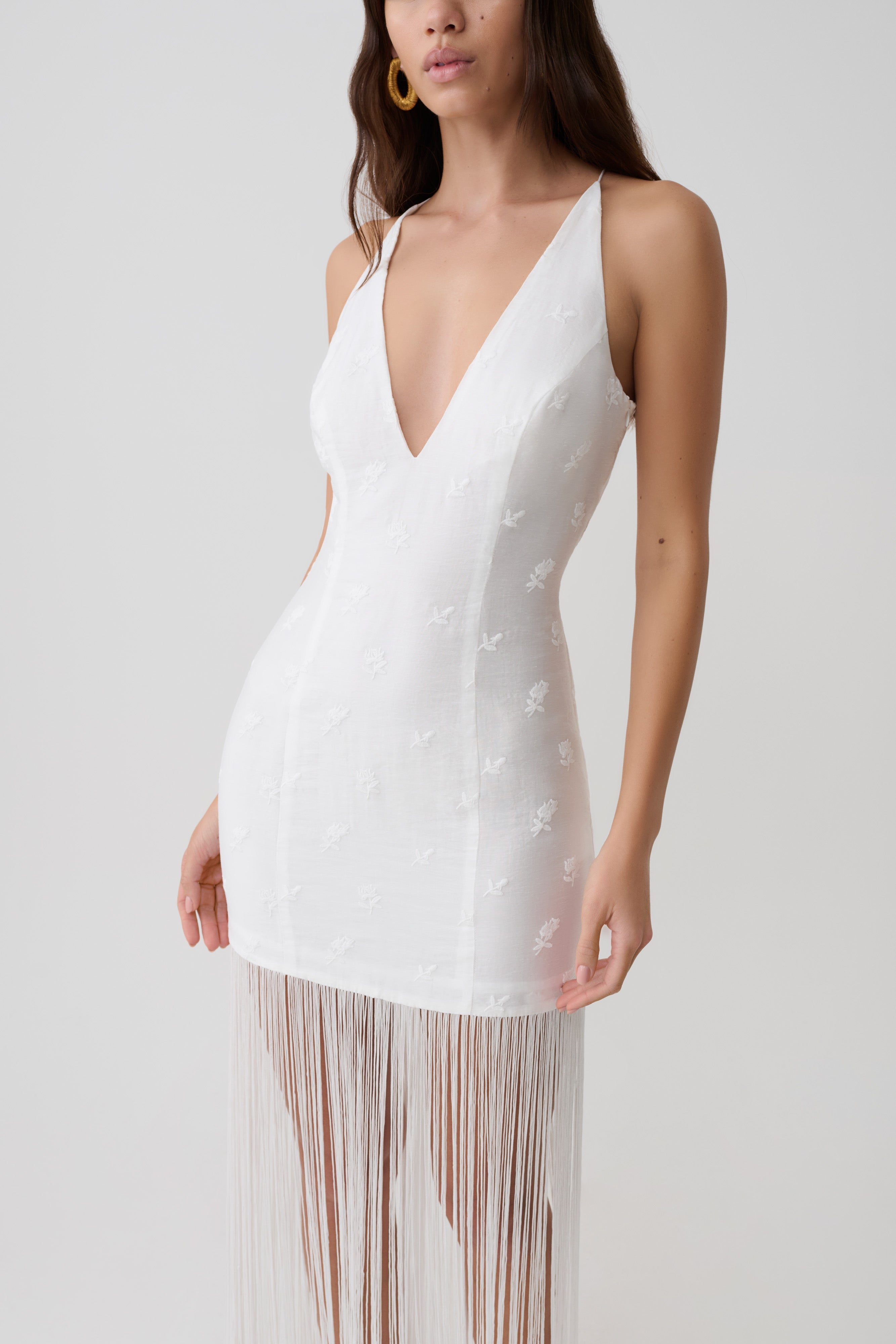 Abigail V Neck Fringe Maxi Dress