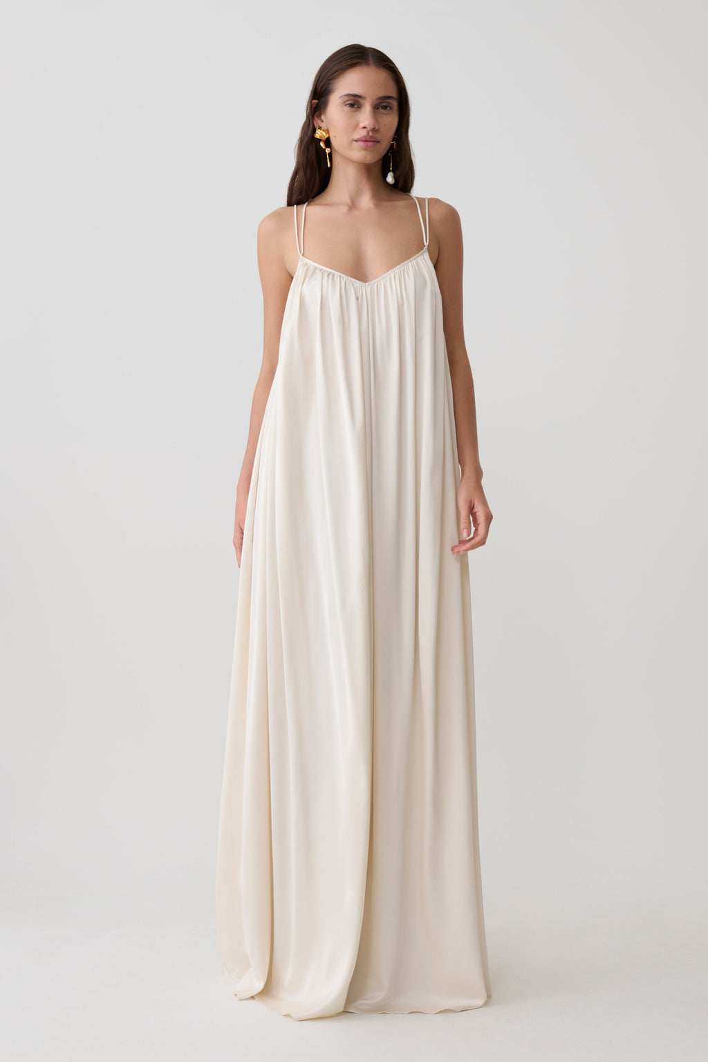 Adriana Satin Gathered Maxi Dress