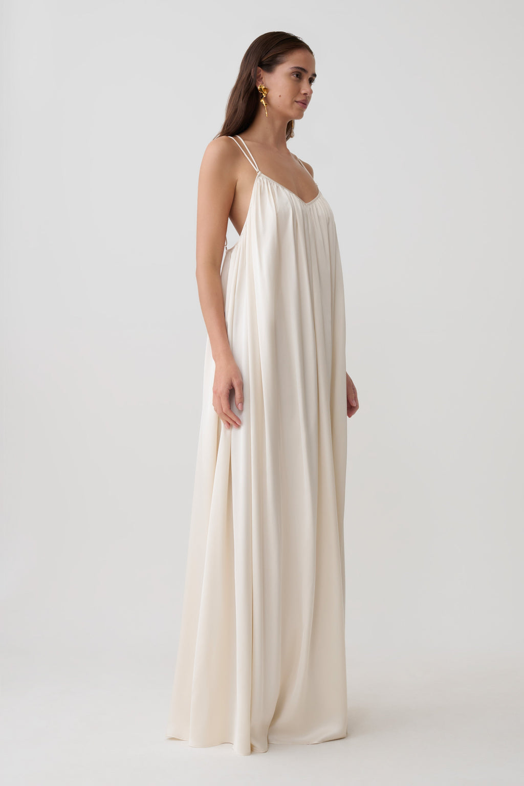 Adriana Satin Gathered Maxi Dress