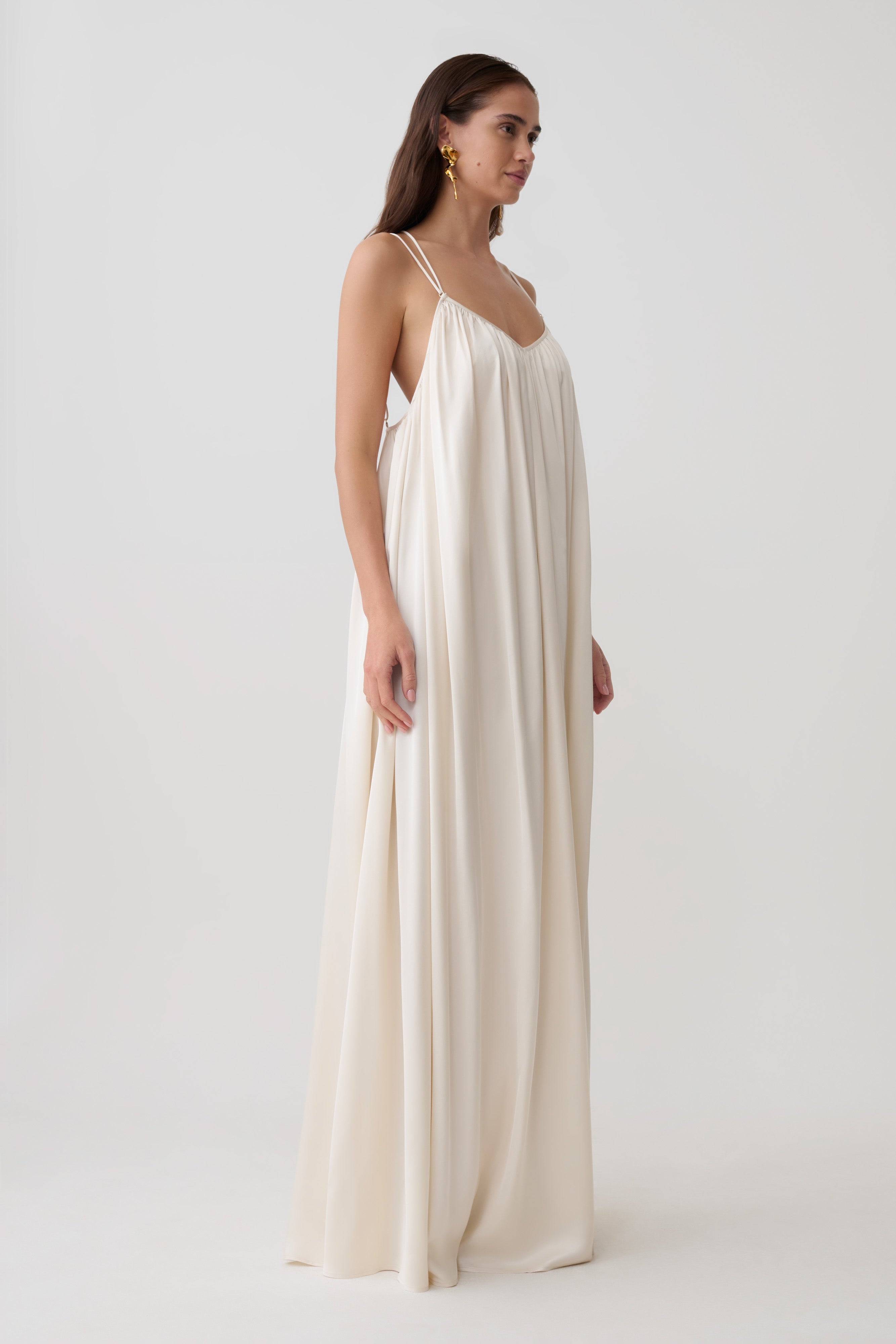 Adriana Satin Gathered Maxi Dress