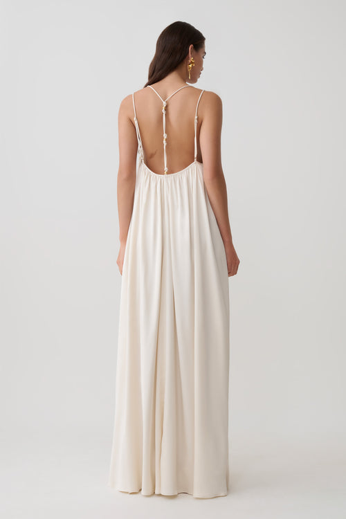Adriana Satin Gathered Maxi Dress