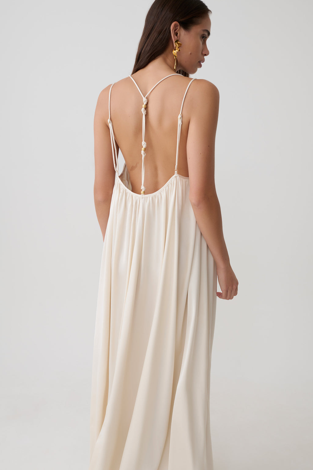 Adriana Satin Gathered Maxi Dress