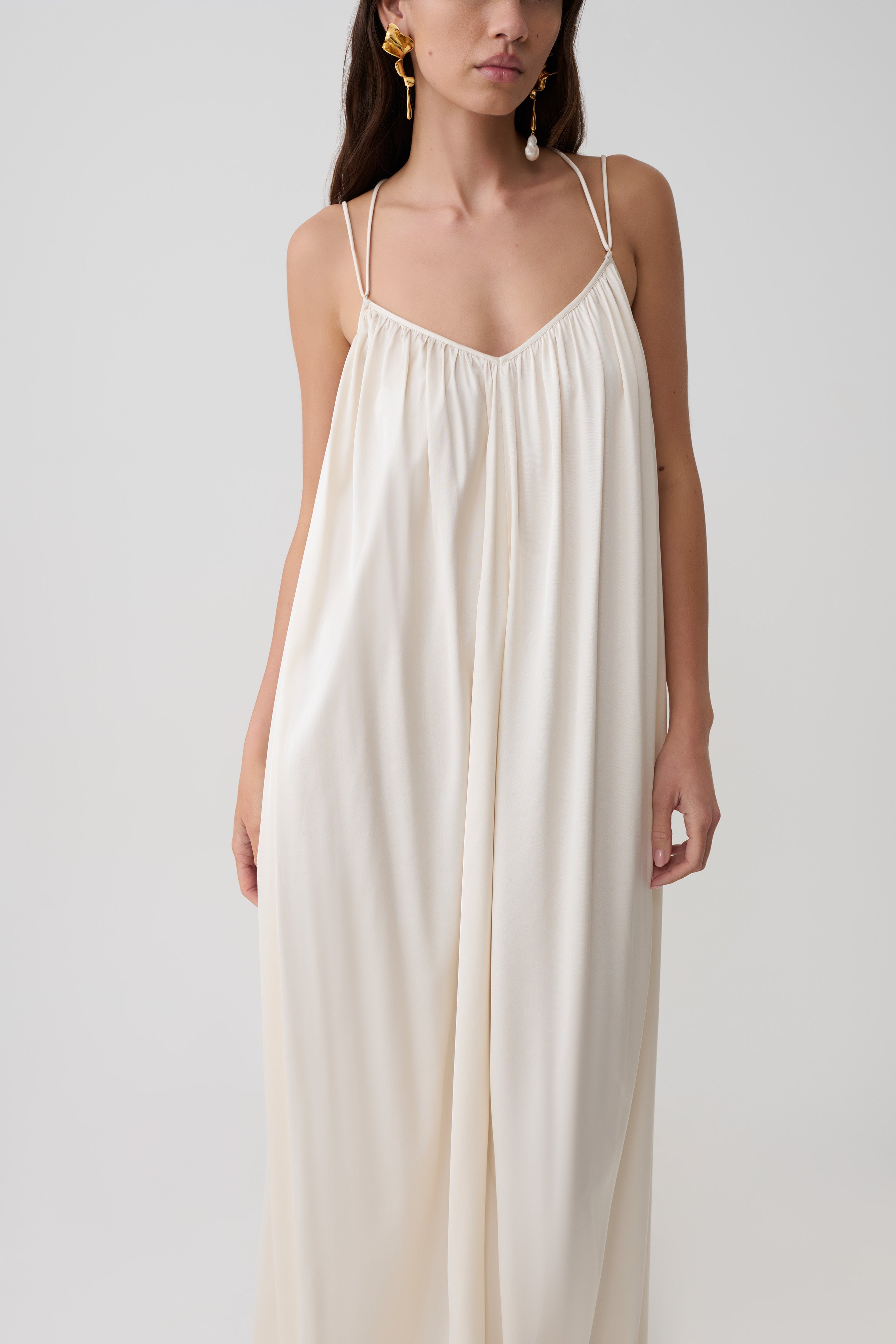Adriana Satin Gathered Maxi Dress