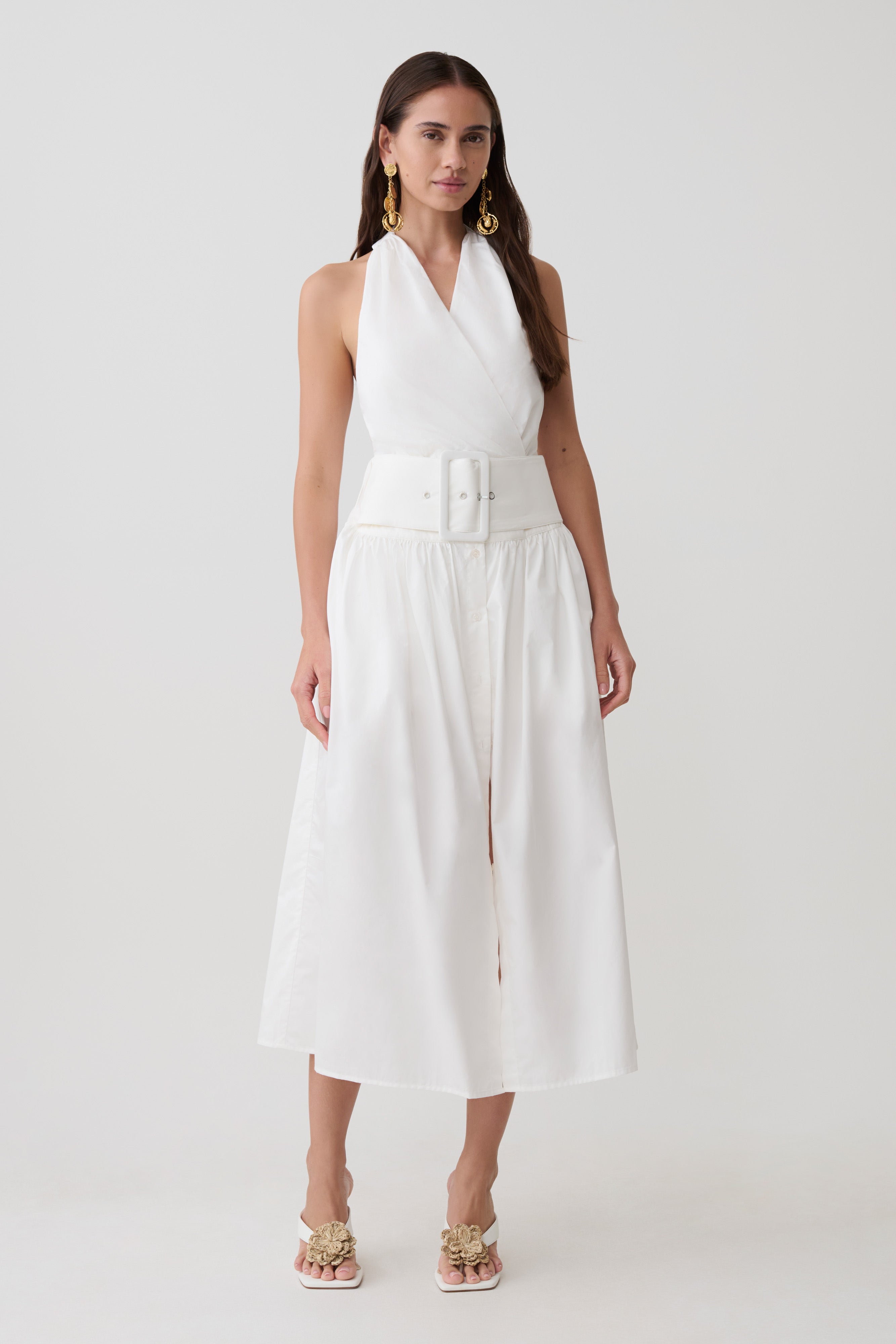 Emery Multi-Wear Cotton Midi Dress in White – Chic&Drifts