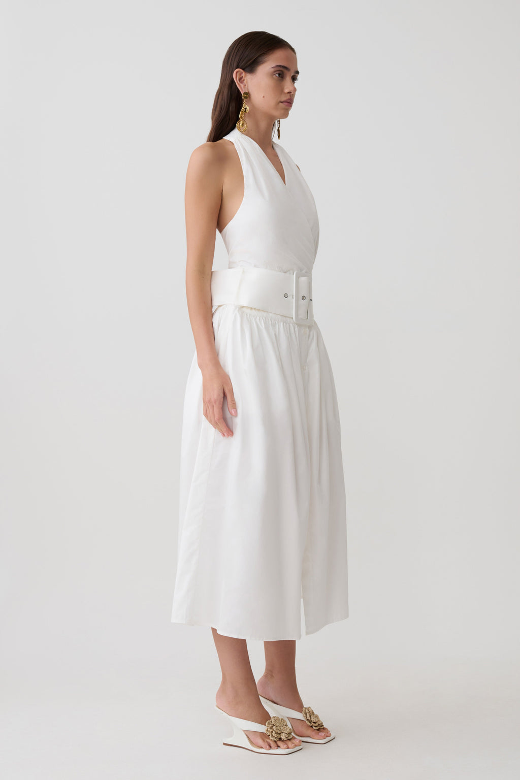 Emery Multi-Wear Cotton Midi Dress in White – Chic&Drifts