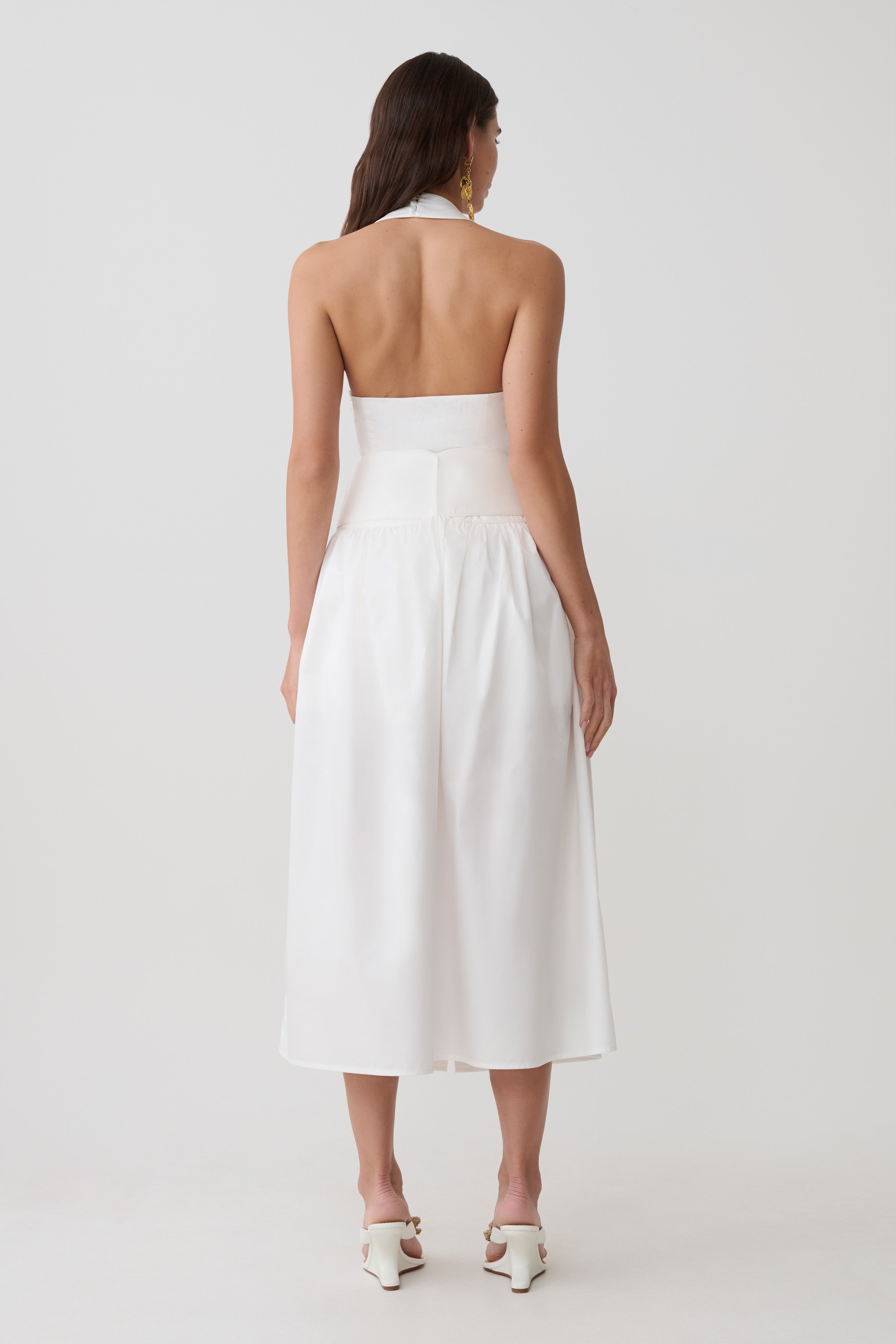 Emery Multi-Wear Cotton Midi Dress in White – Chic&Drifts