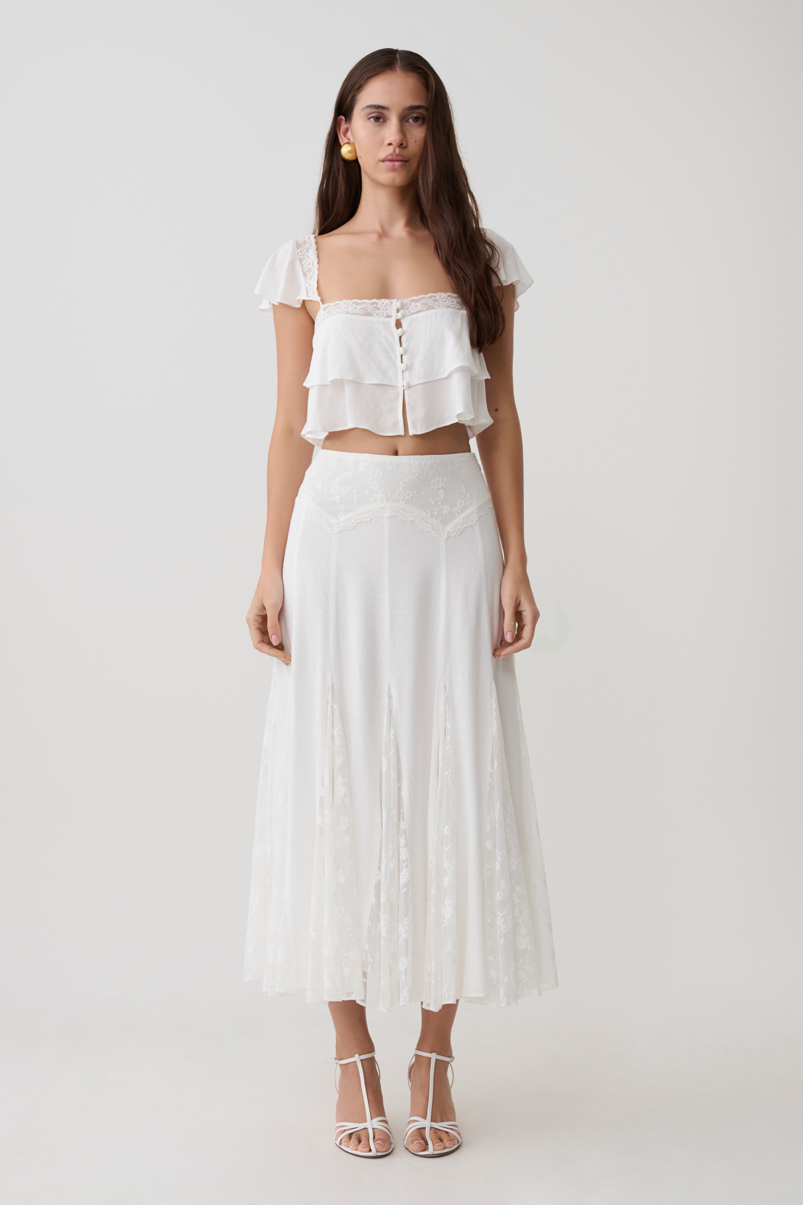 Skylar Lace Panelled Midi Skirt