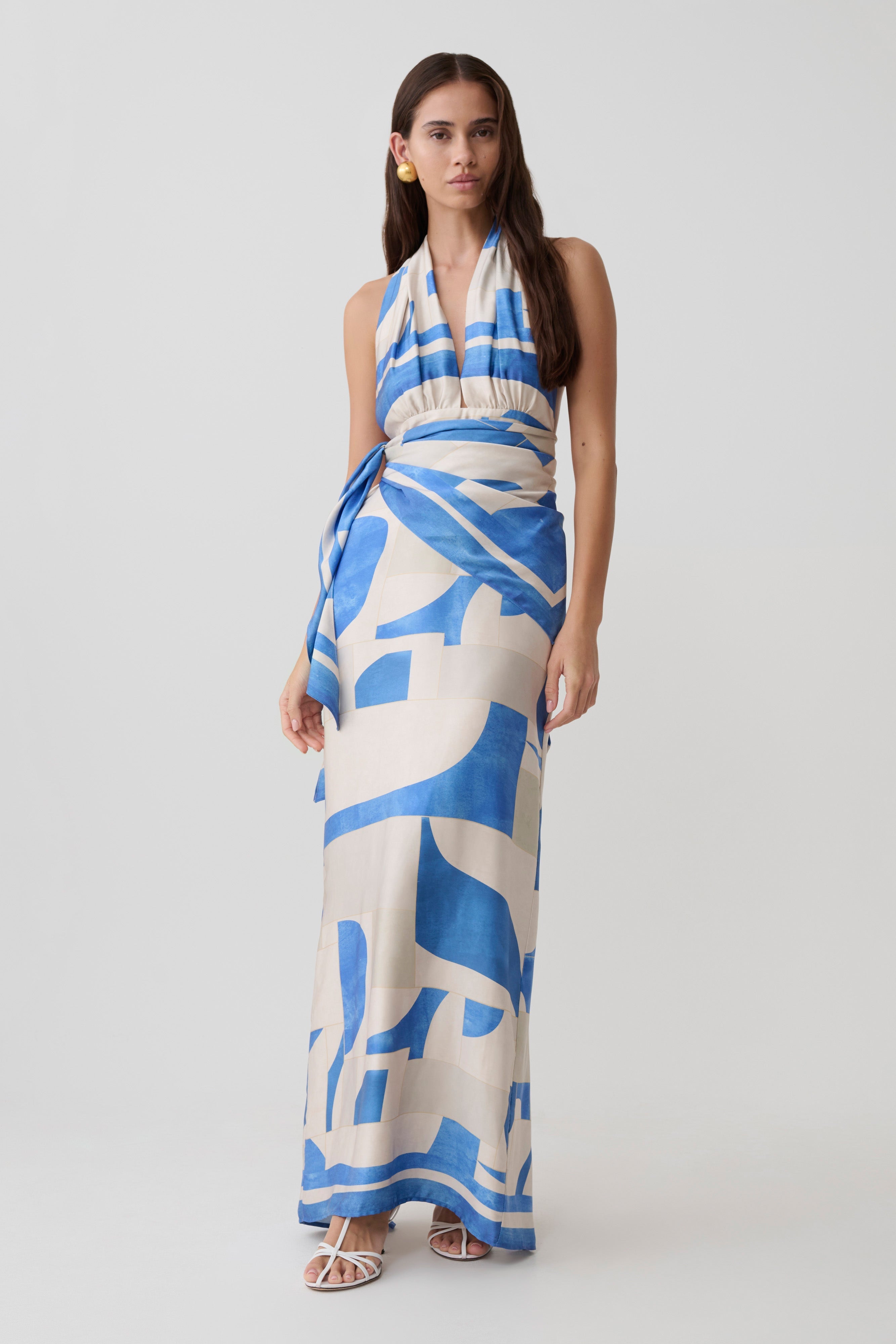 Gianna Satin Halter Maxi Dress