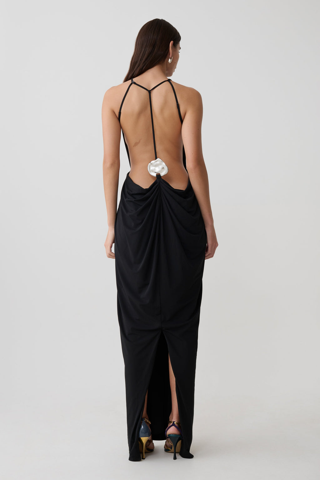 Bahari Low Back Halter Maxi Dress