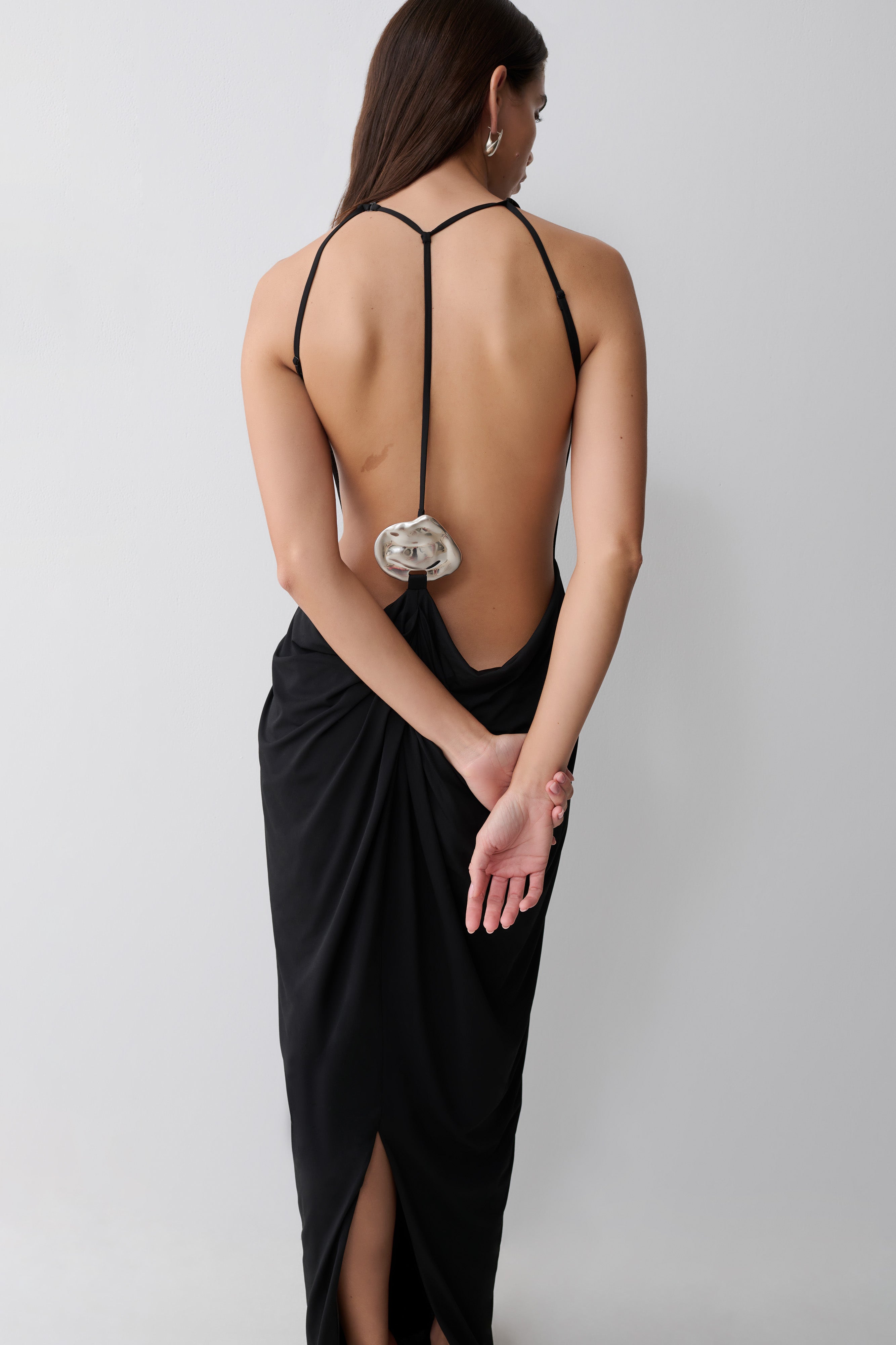 Bahari Low Back Halter Maxi Dress