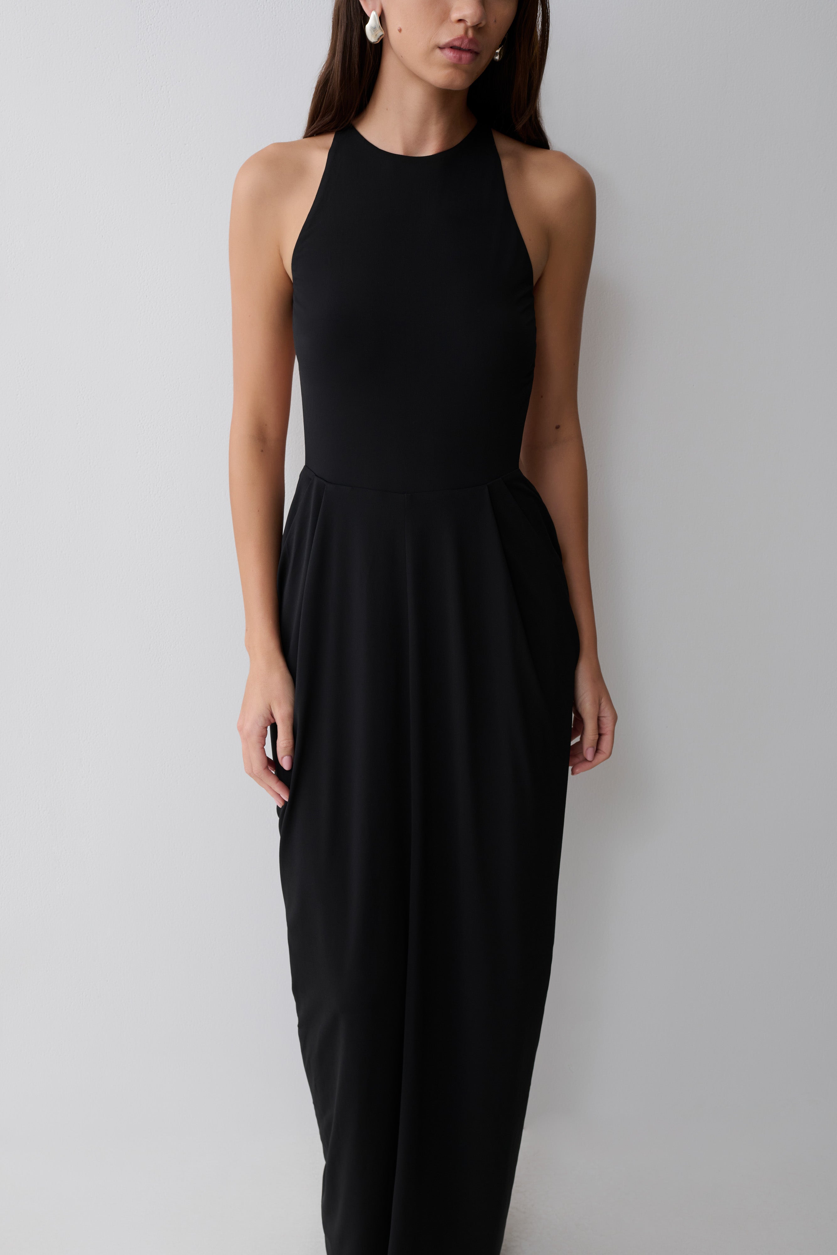 Bahari Low Back Halter Maxi Dress