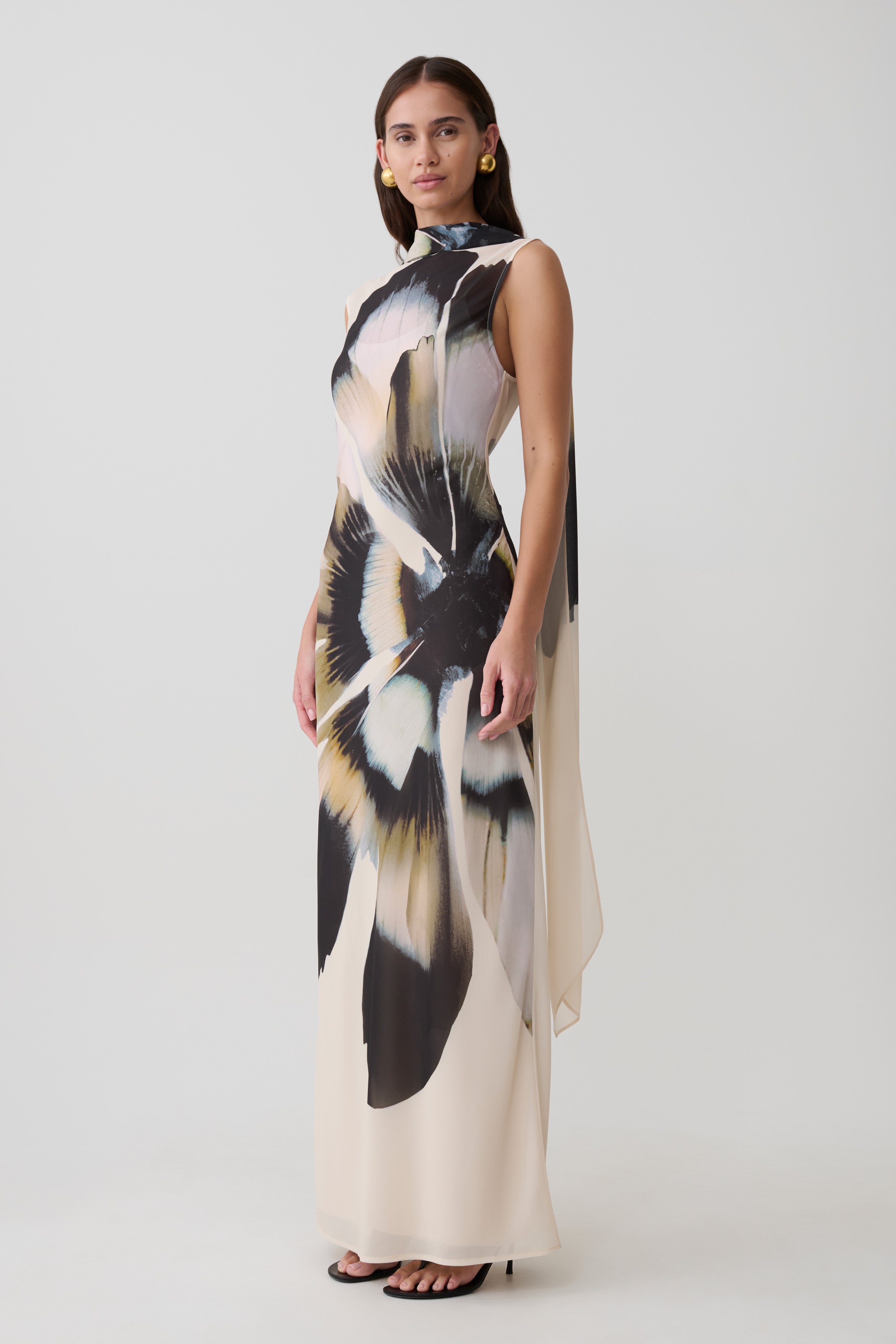 Dakota Chiffon Maxi Dress With Scarf