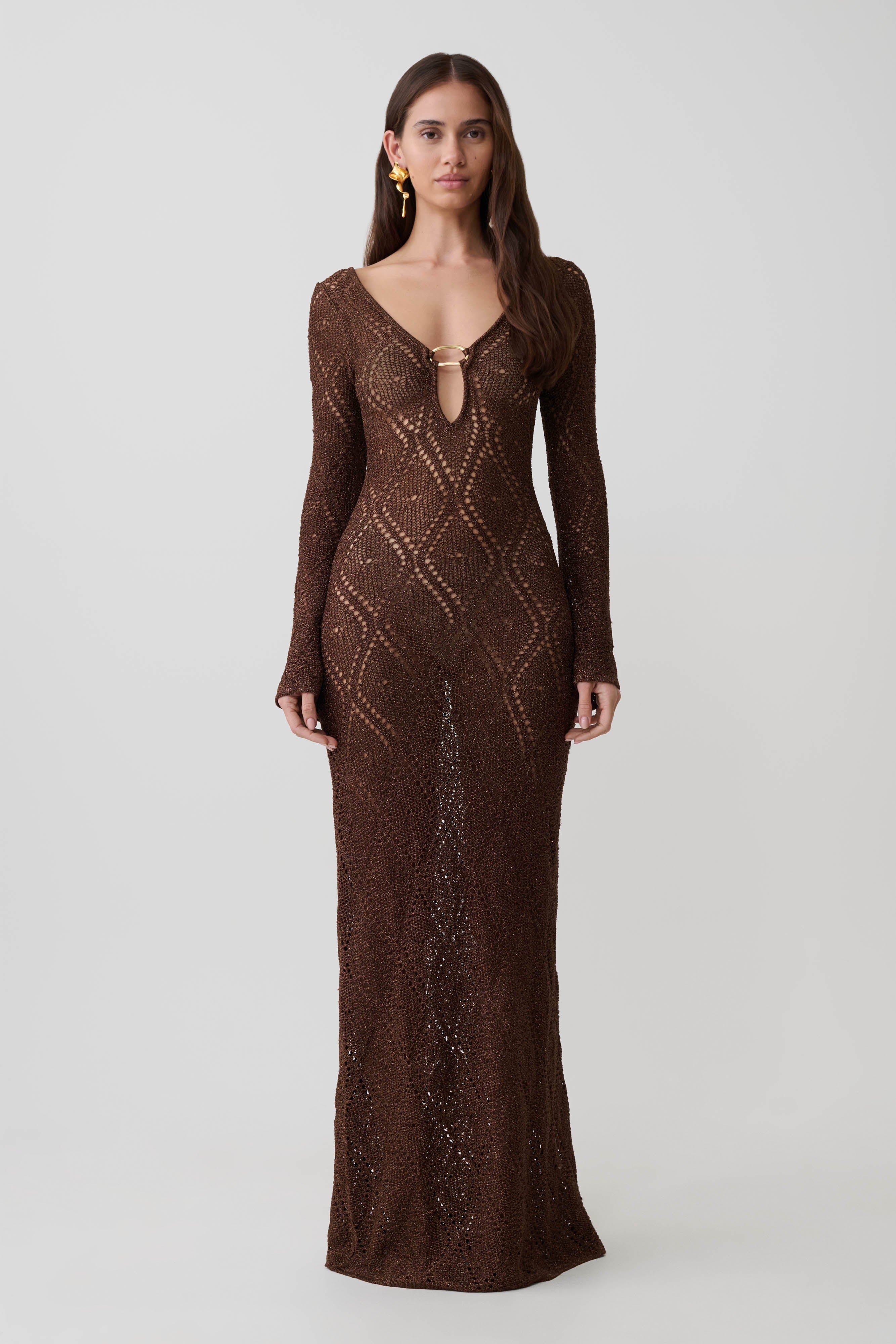 Chelsea Lurex Crochet Maxi Dress