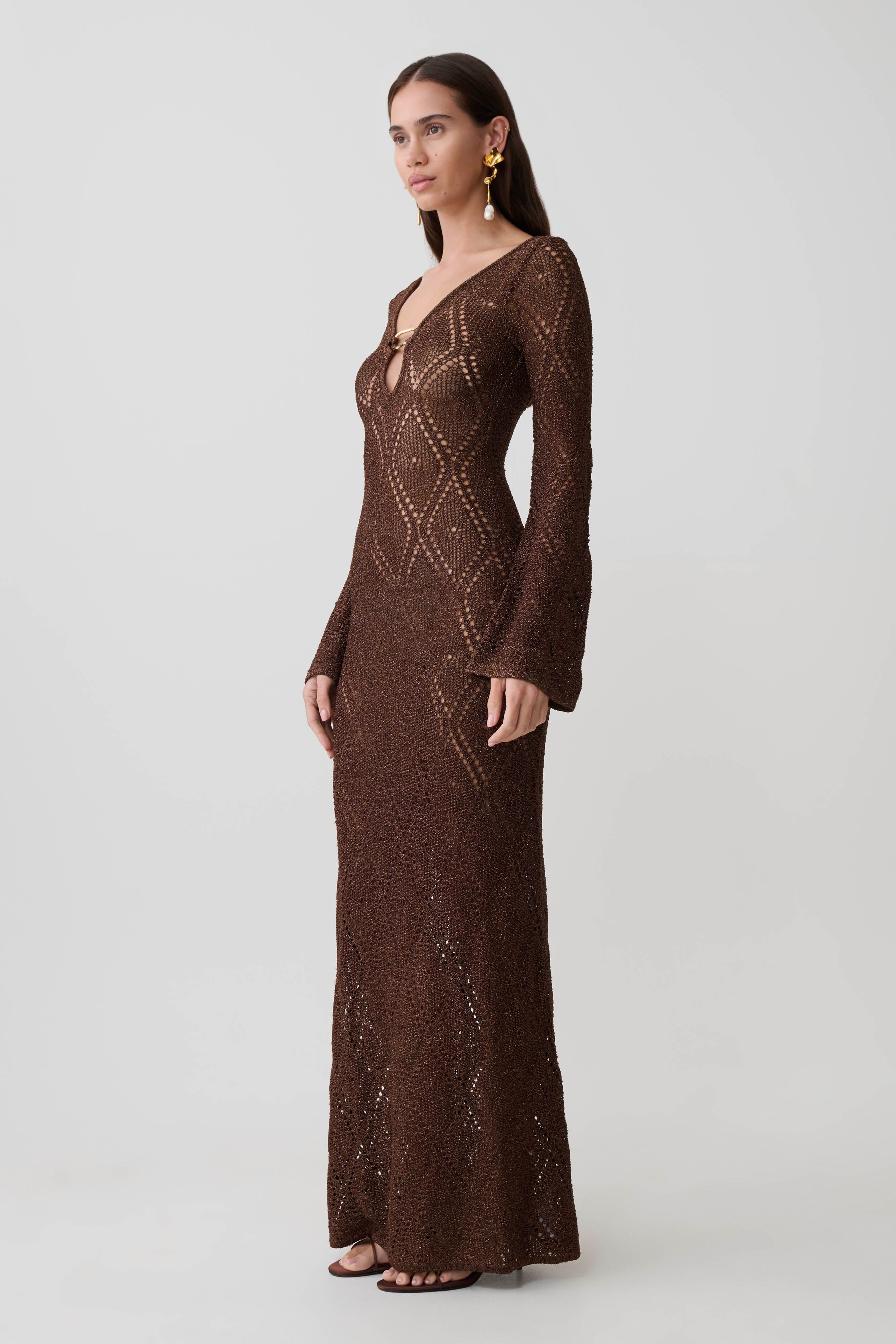 Chelsea Lurex Crochet Maxi Dress