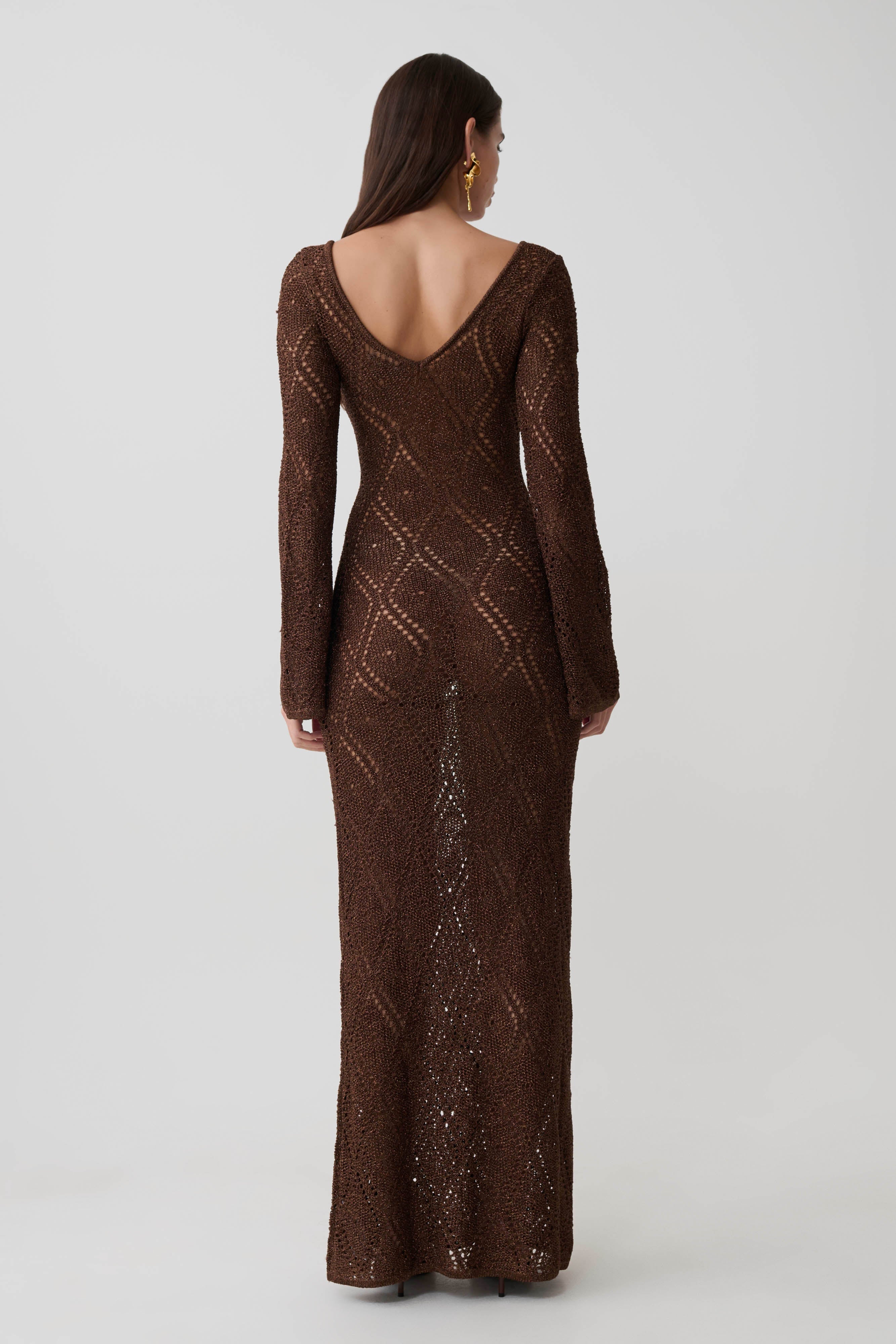 Chelsea Lurex Crochet Maxi Dress
