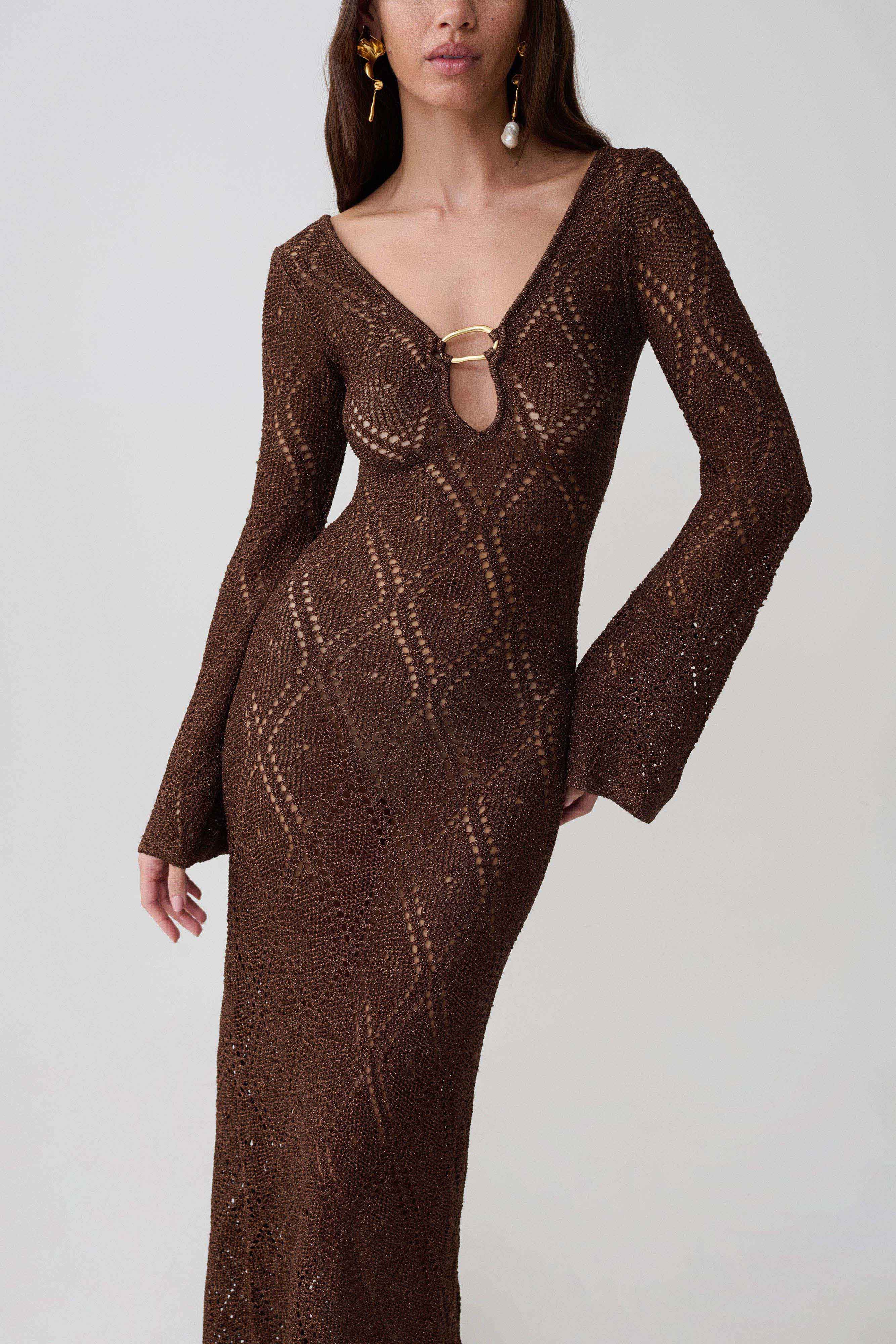 Chelsea Lurex Crochet Maxi Dress