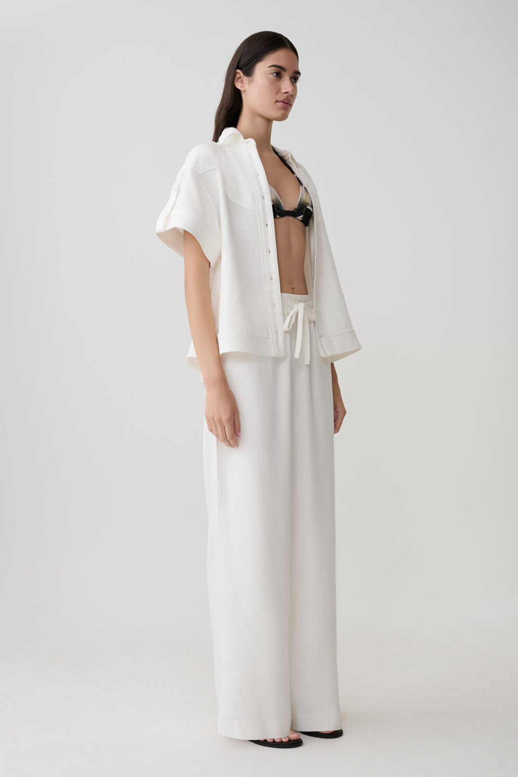 Selena Linen Straight Leg Trouser - White
