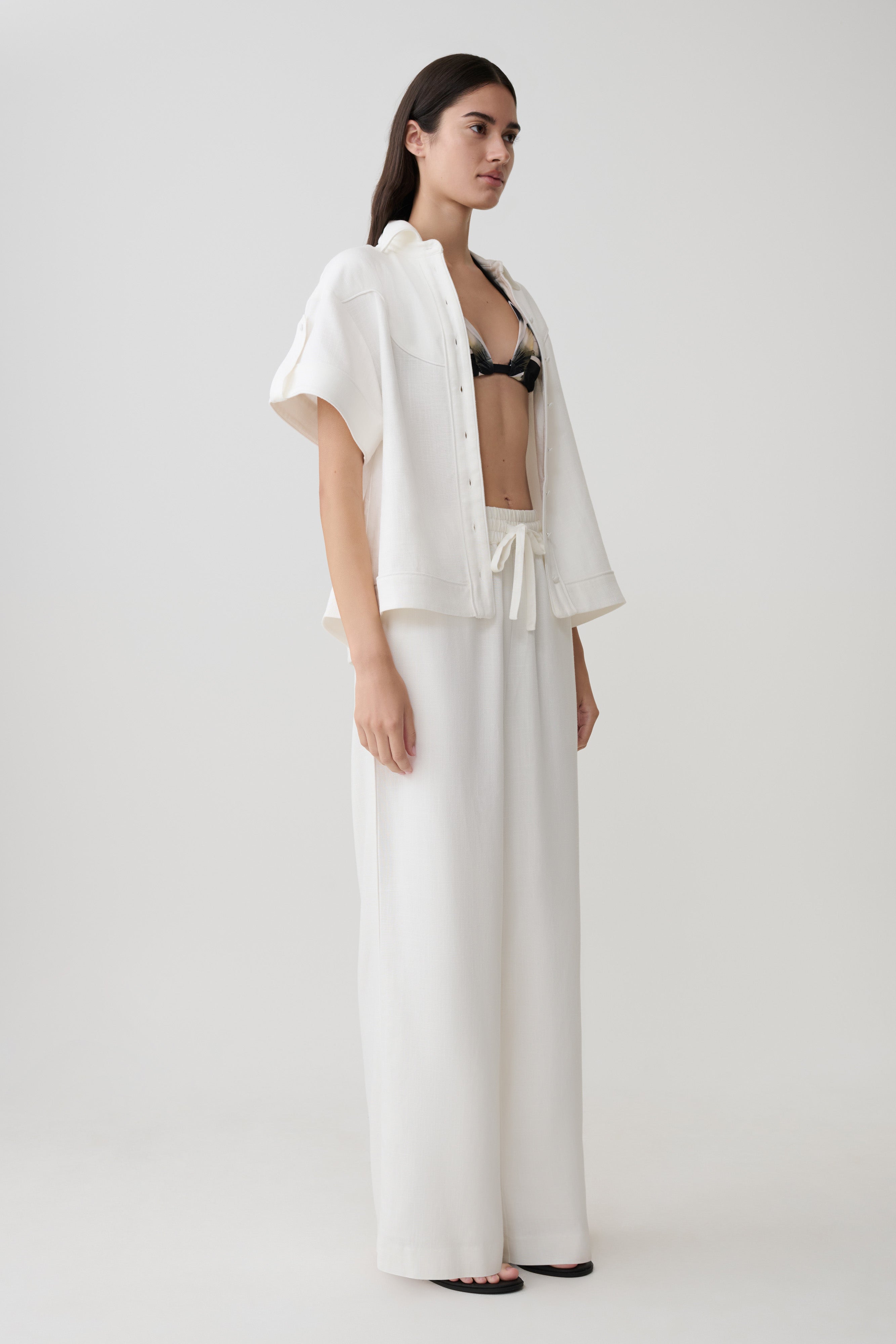 Selena Linen Straight Leg Trouser - White
