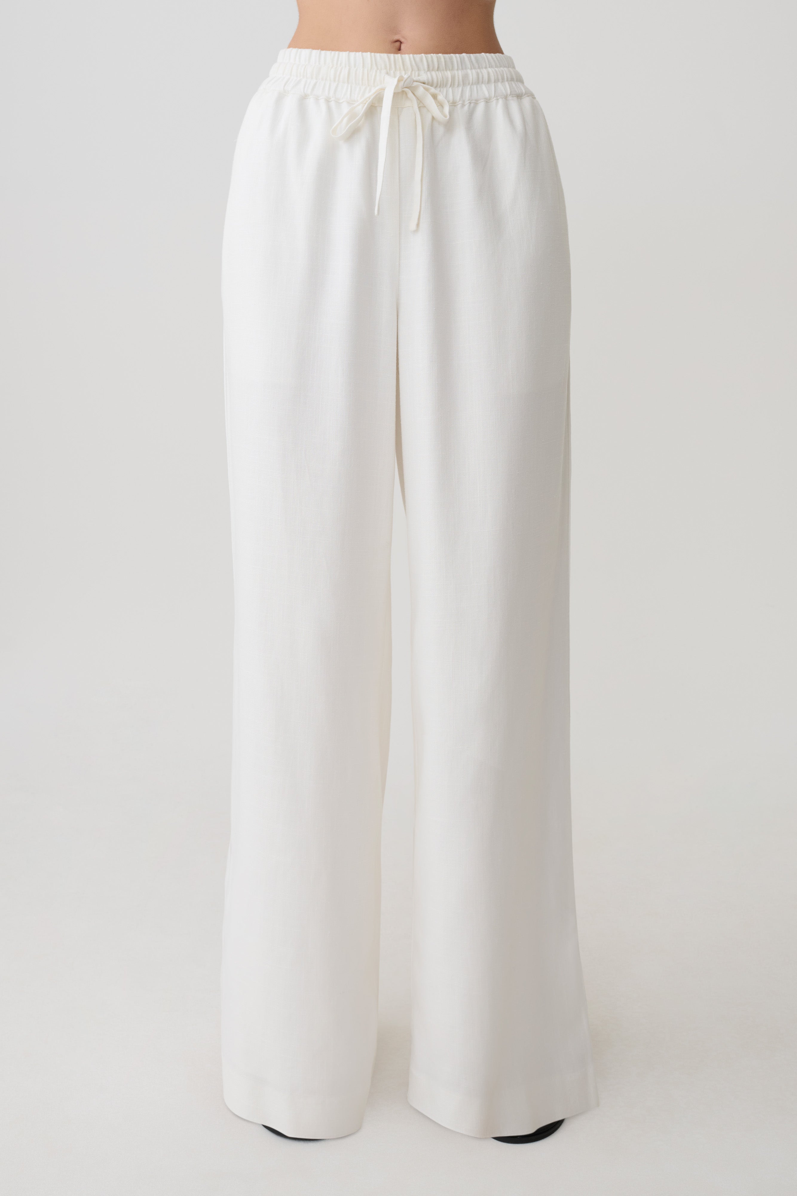 Selena Linen Straight Leg Trouser - White